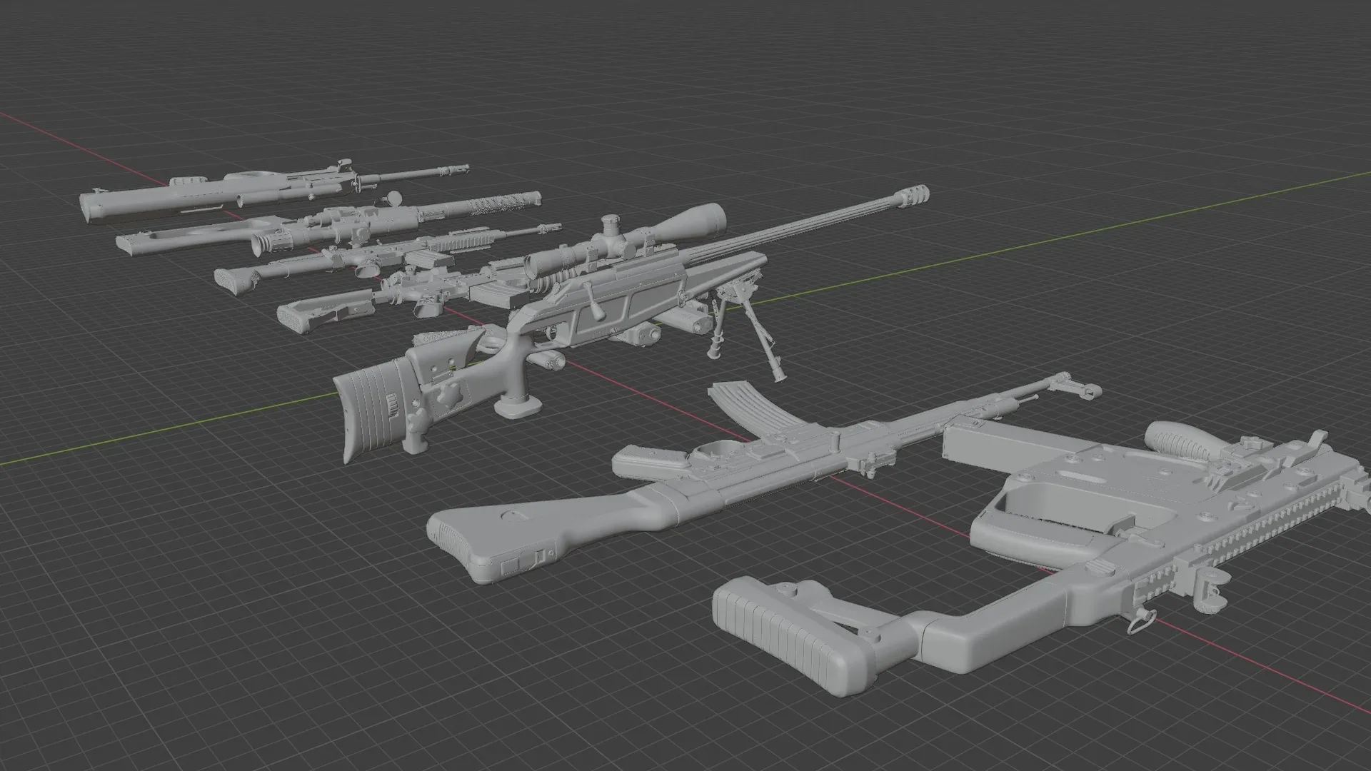 3D Gun Kitbash Game Ready Vol.01