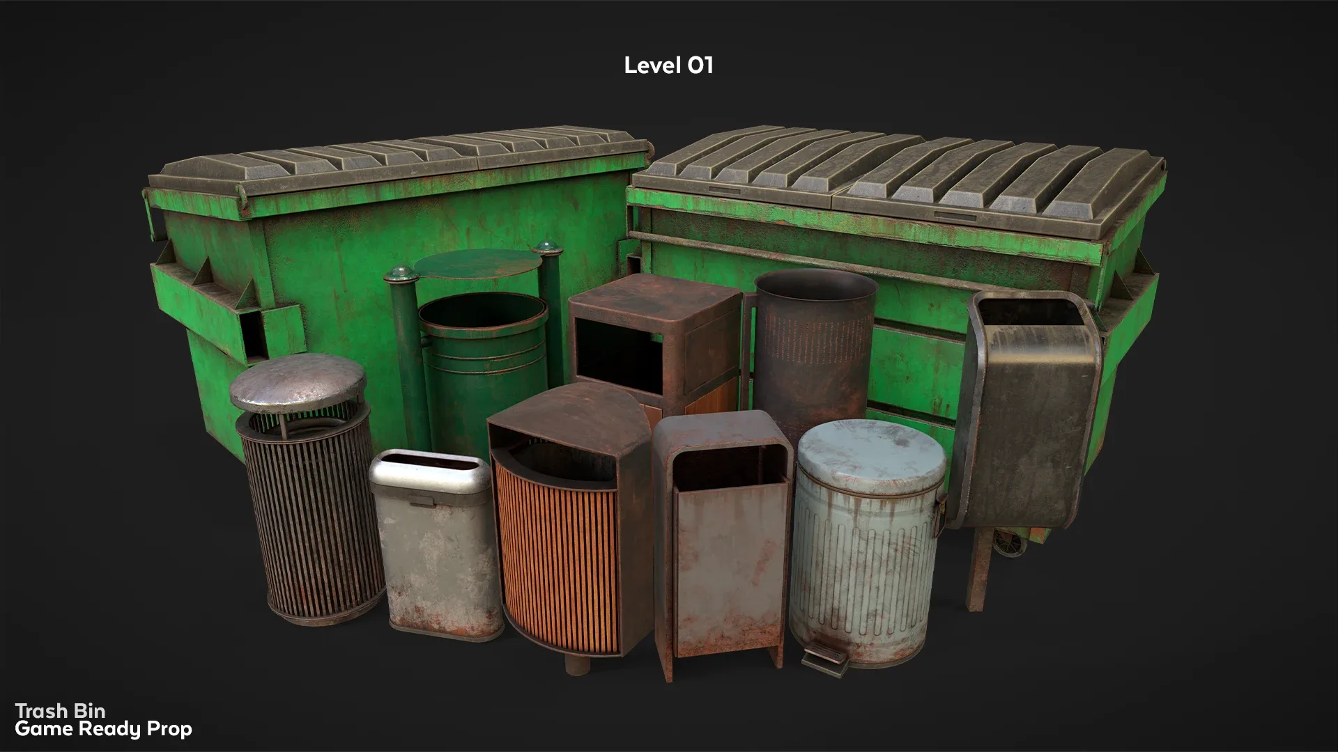 Trash Bin Game Ready Prop