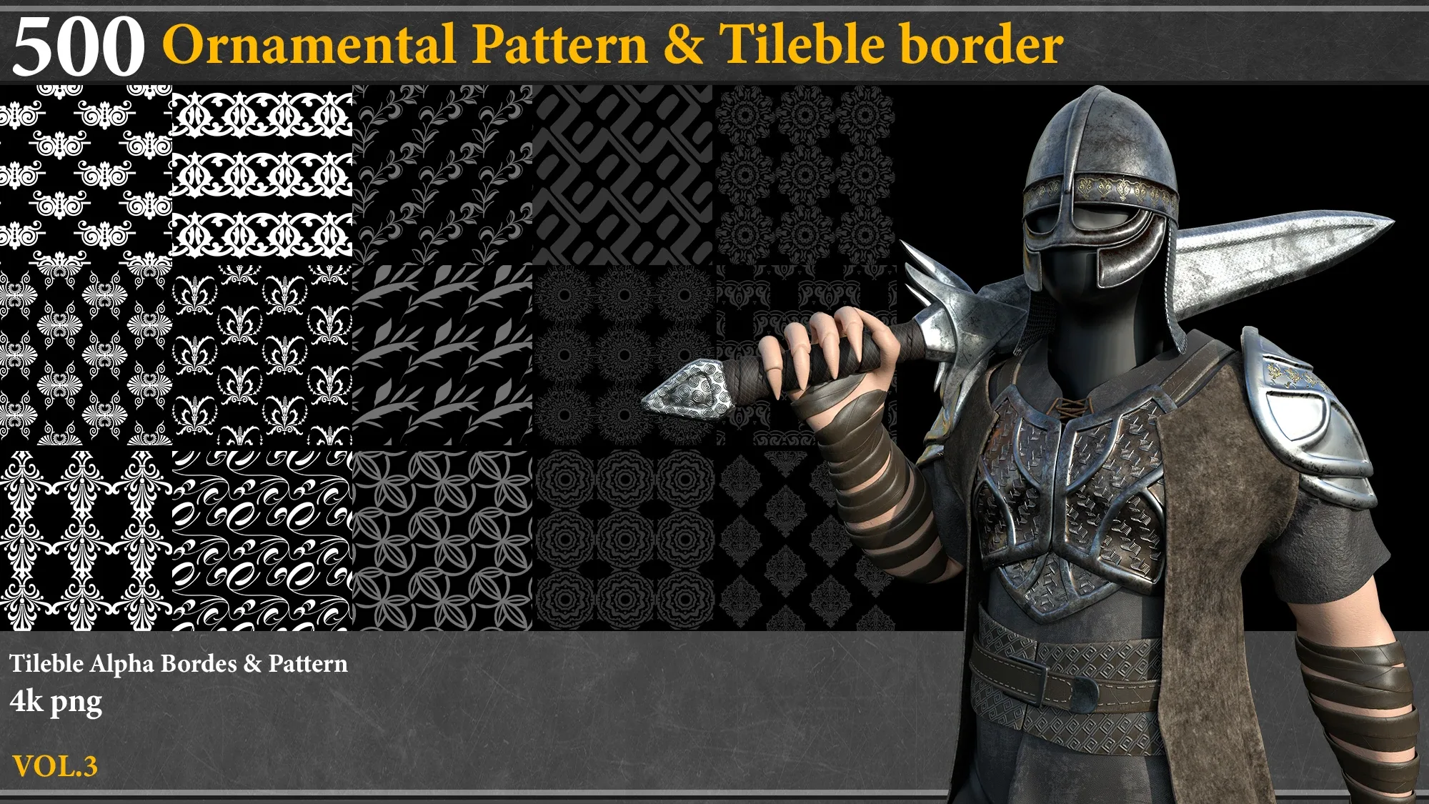 500 Ornamental Alpha Patterns And Tileble Borders vol.3