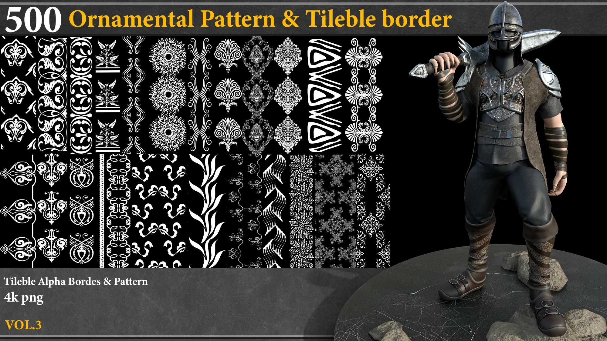 500 Ornamental Alpha Patterns And Tileble Borders vol.3