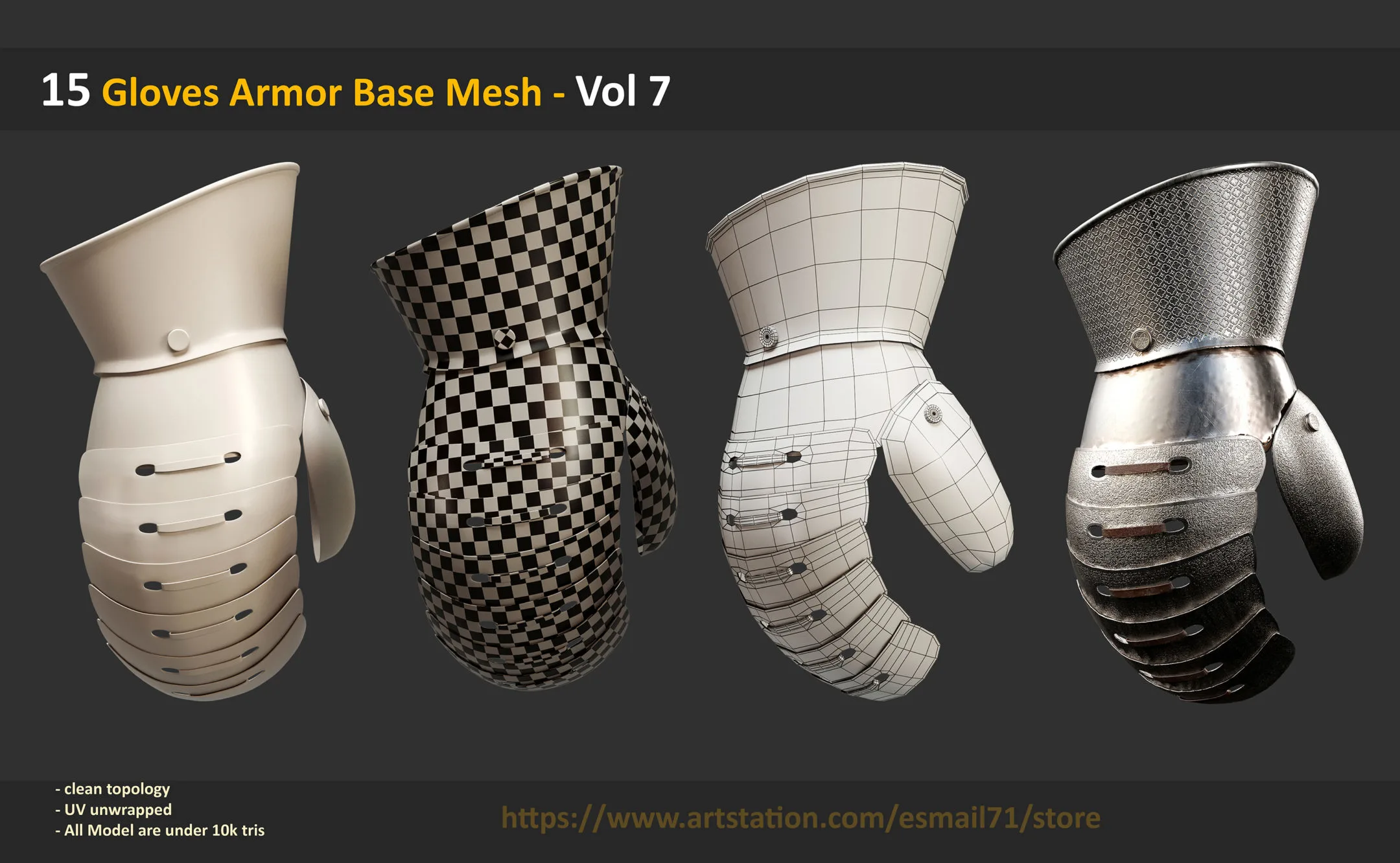 15 Gloves Armor Base Mesh - Vol 7