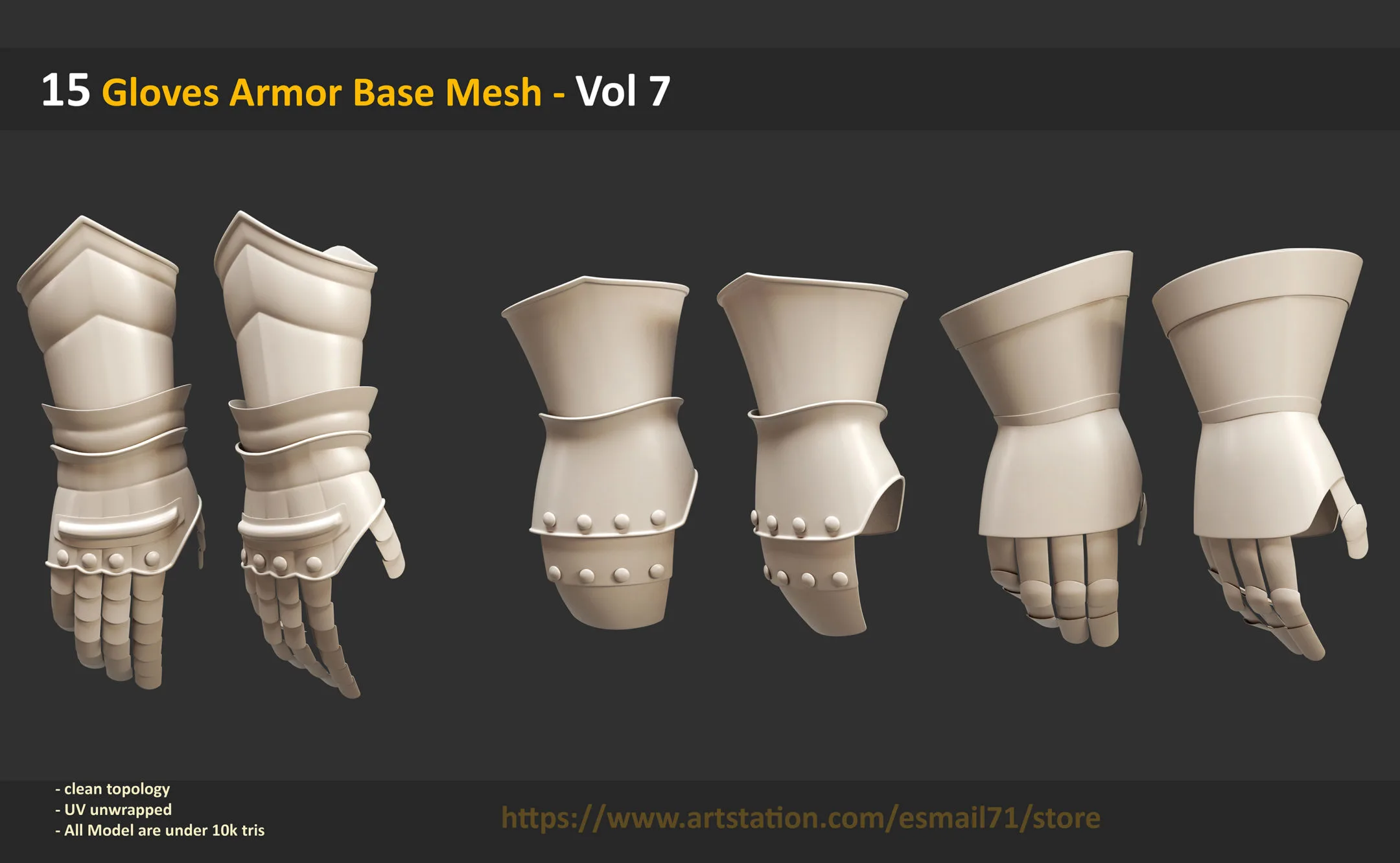 15 Gloves Armor Base Mesh - Vol 7