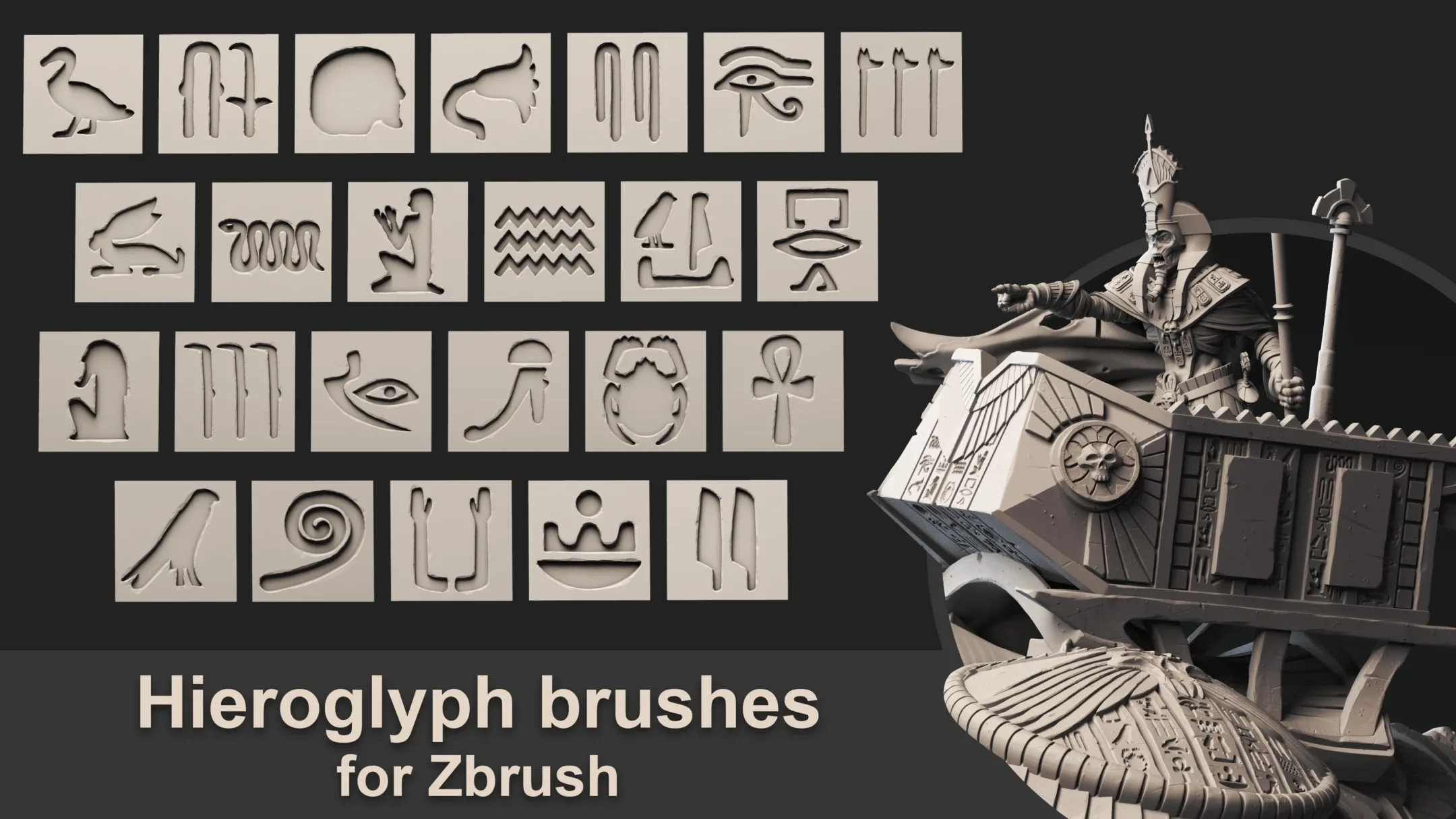 Hieroglyph Brushes for Zbrush