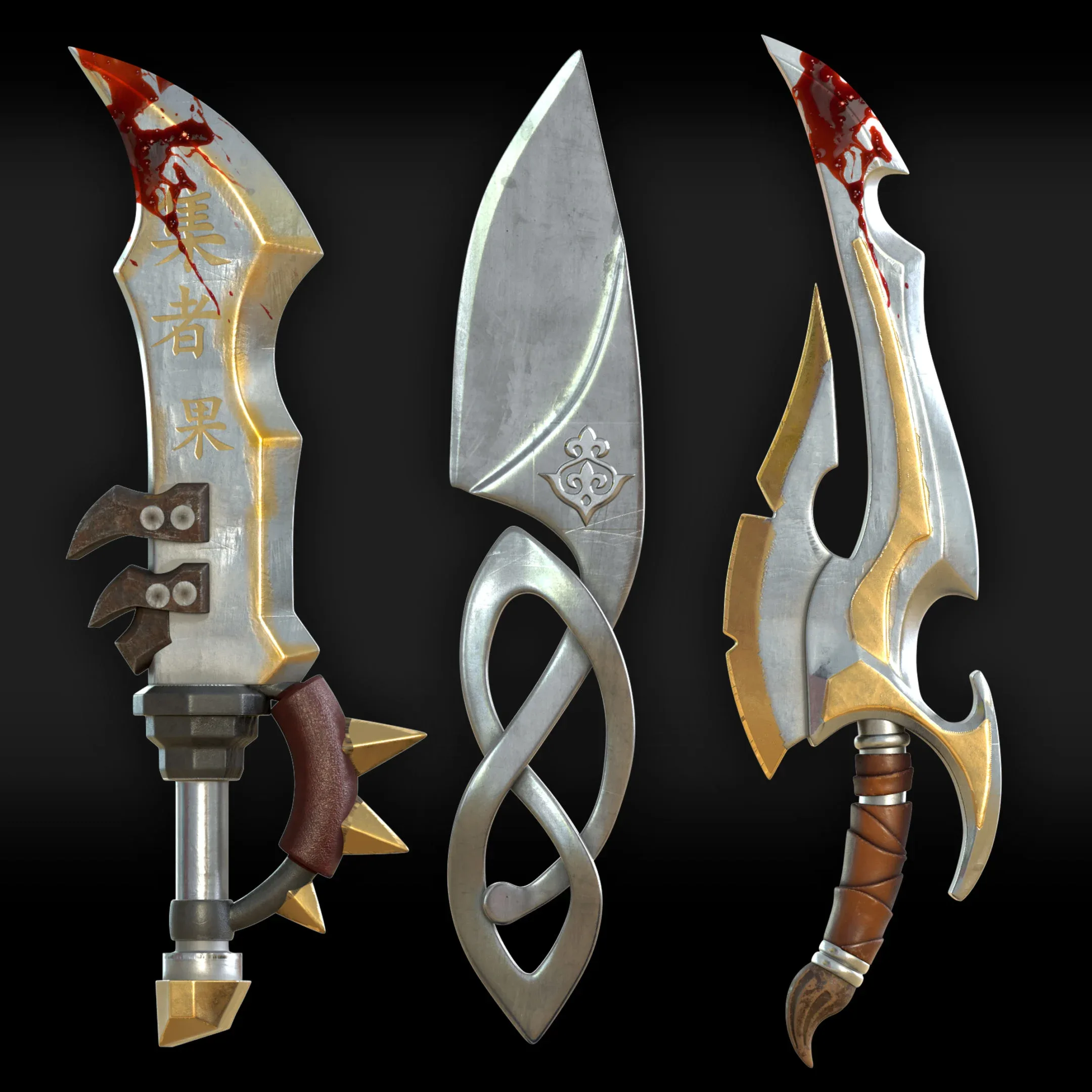 50 Knife & Dagger Base Mesh_Vol 004(MAX,blend,FBX,C4d,ZBP,obj)