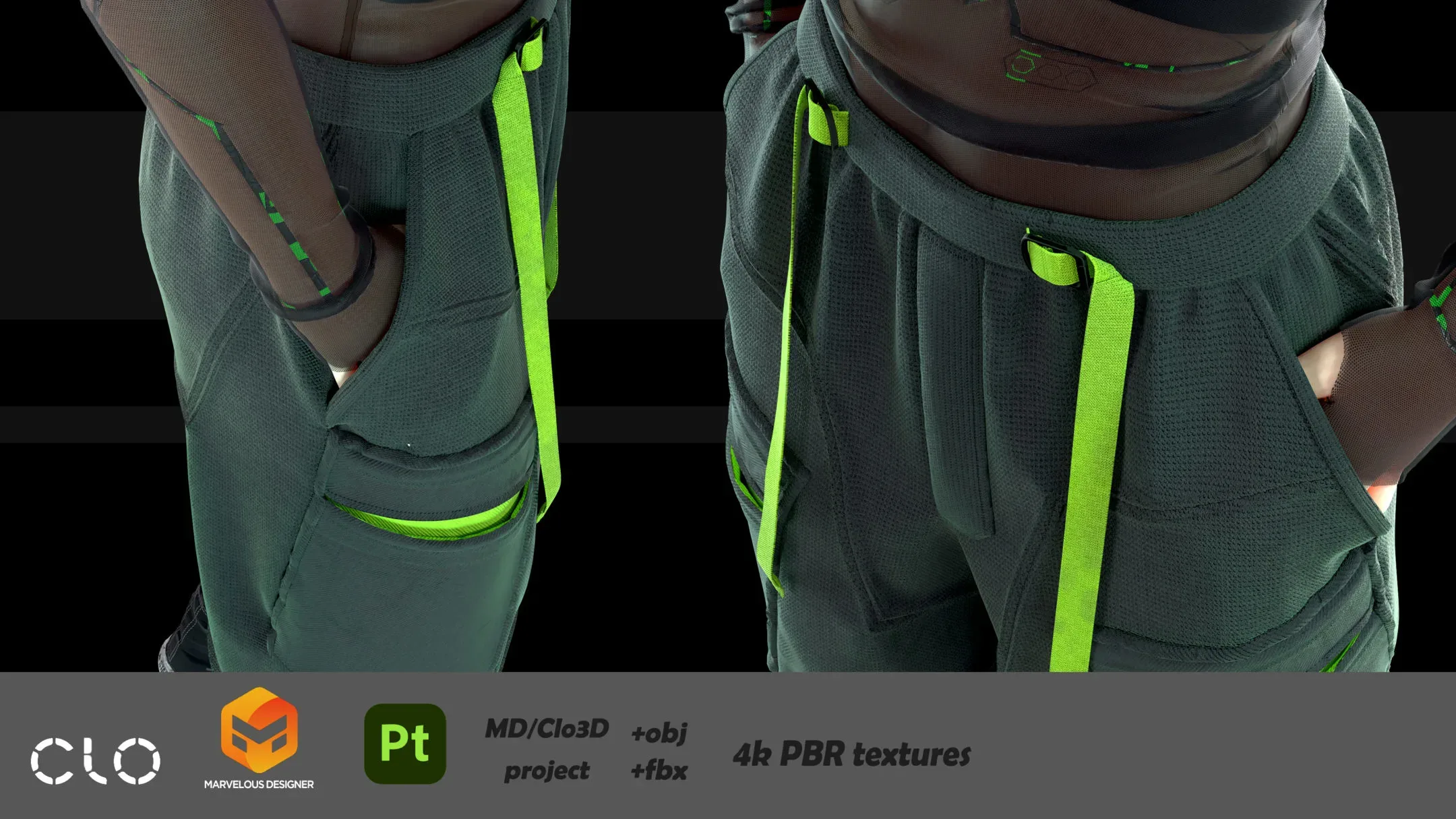 CyberGirl StreetWear Outfit / CLO3D / Marvelous Designer+ZPRJ+OBJ+FBX/ female genesis 8.1