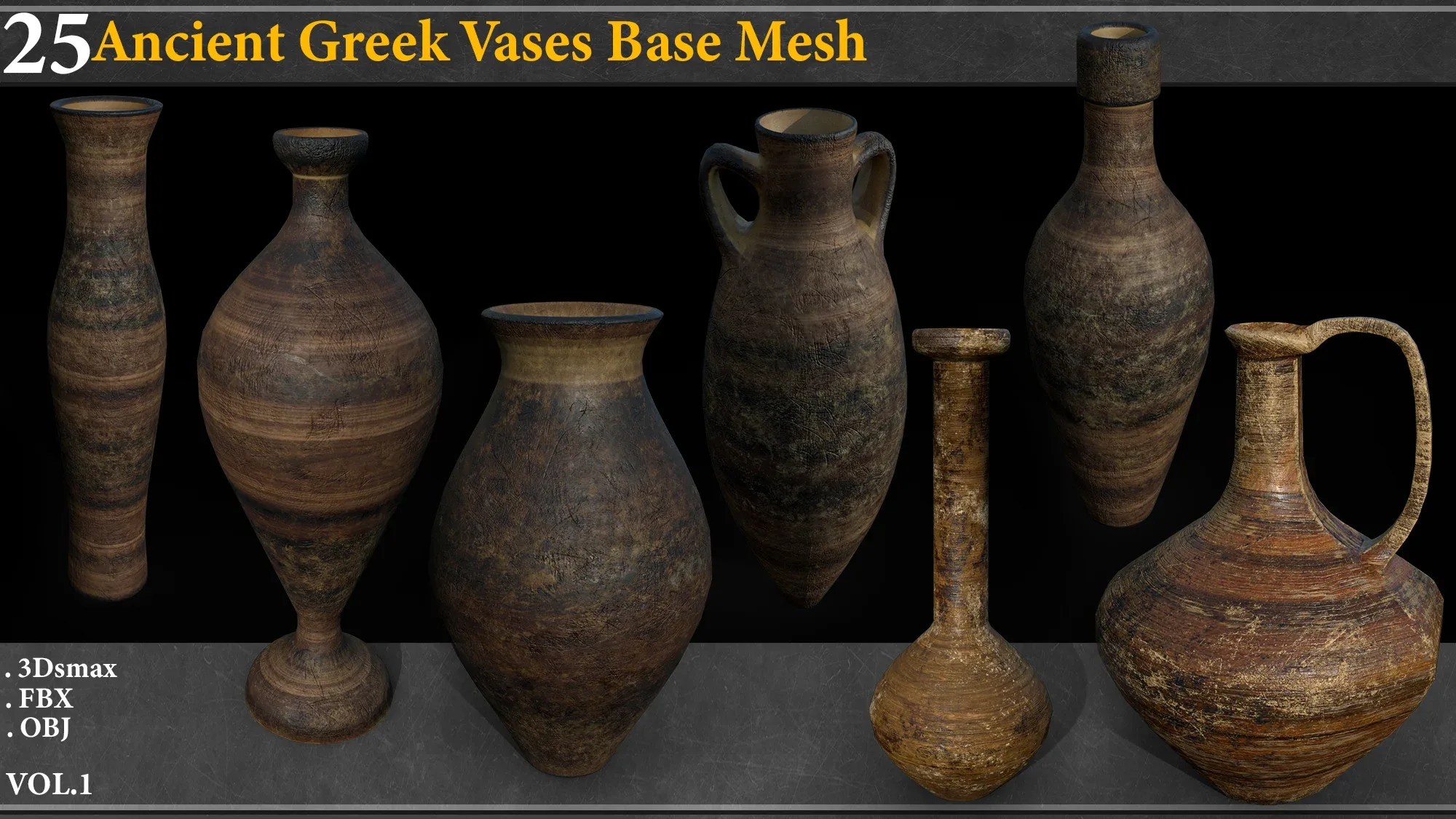 25 Ancient Greek Vases BASE MESH