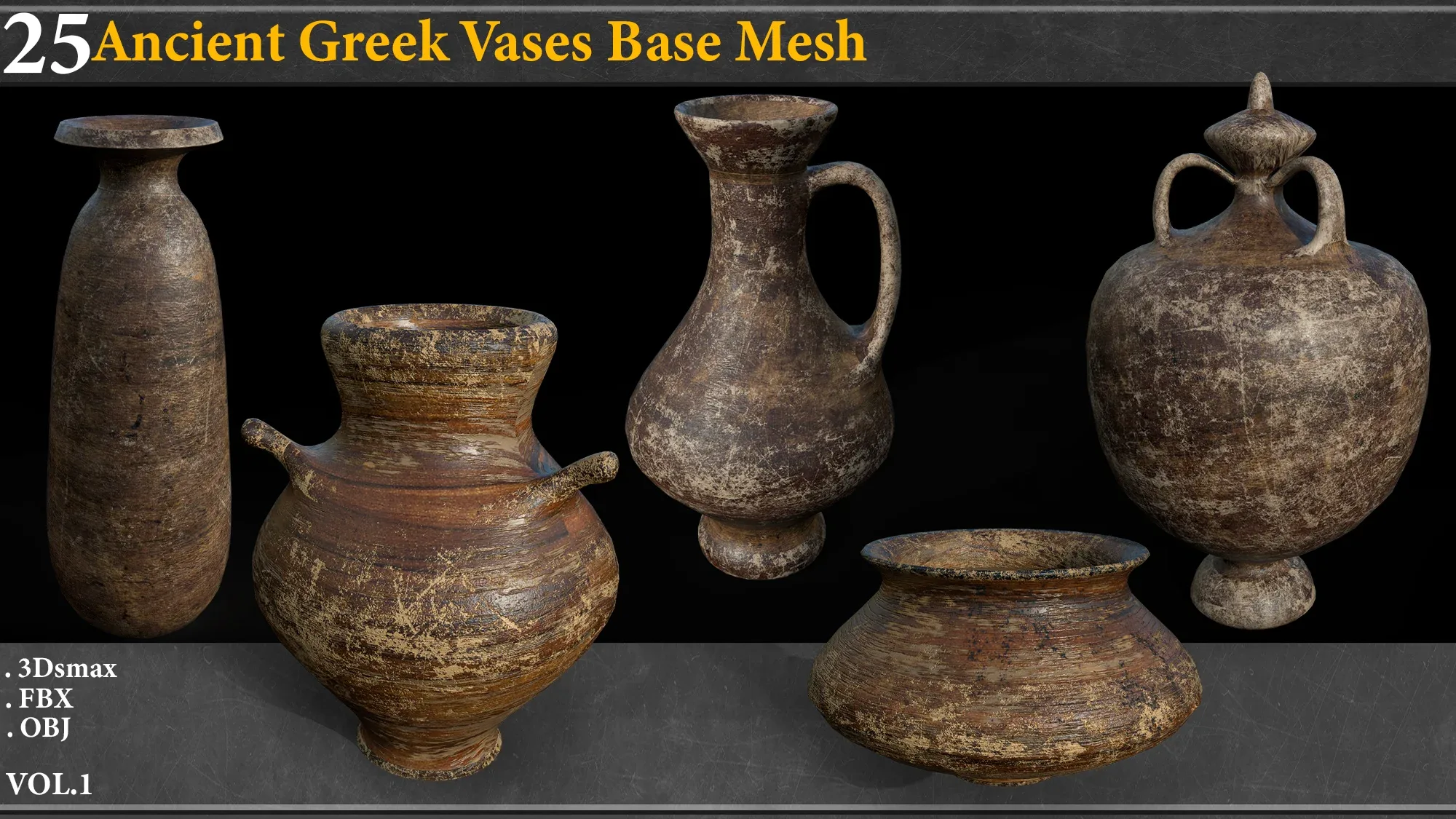 25 Ancient Greek Vases BASE MESH