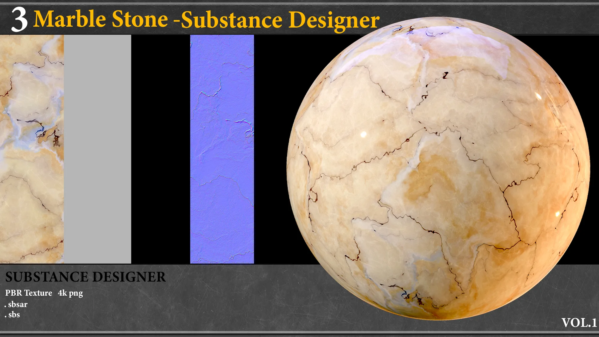 3 Marble Stone Material_Substance Designer