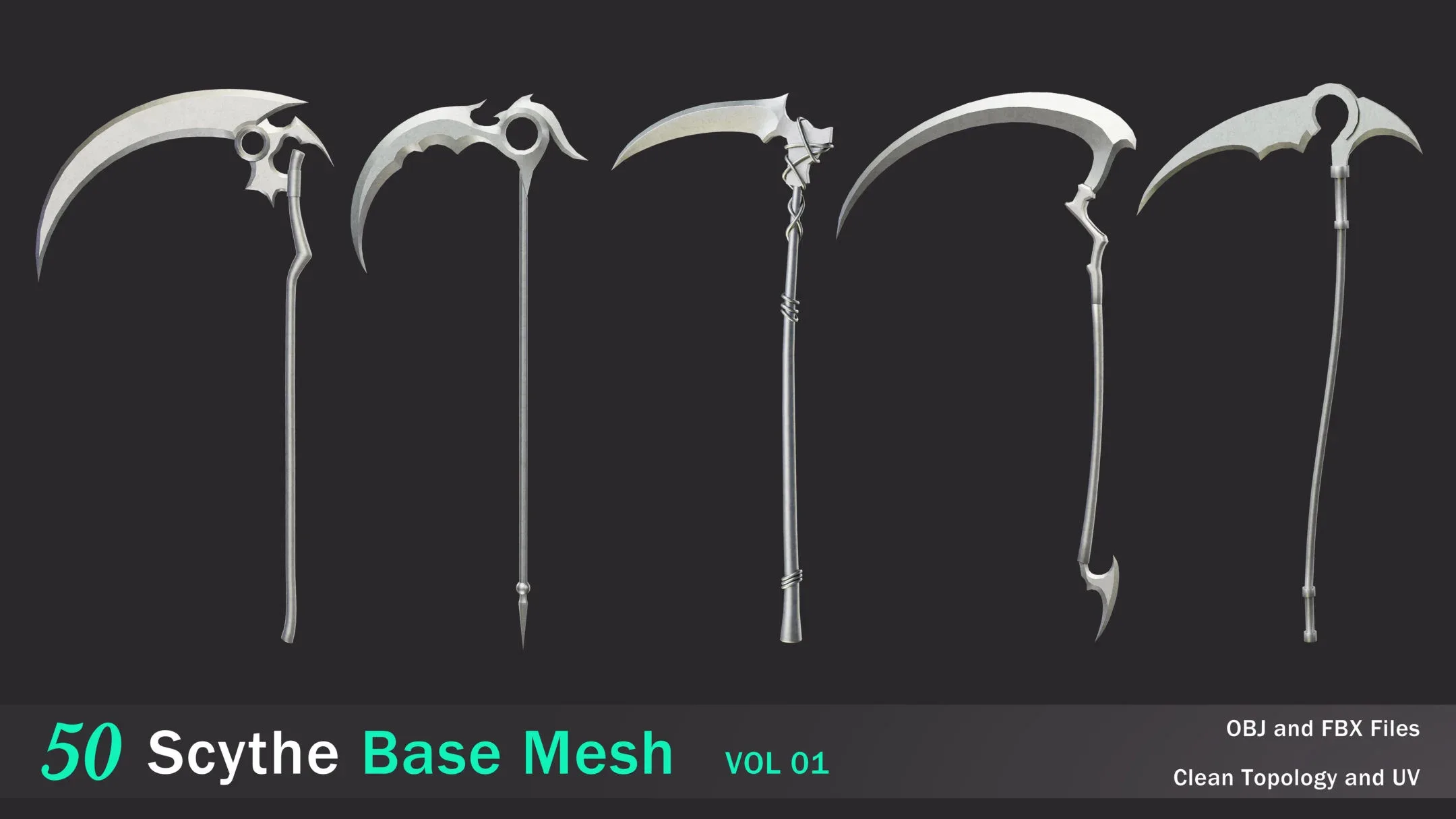 50 Scythe Base Mesh -VOL 01 (Game Ready)