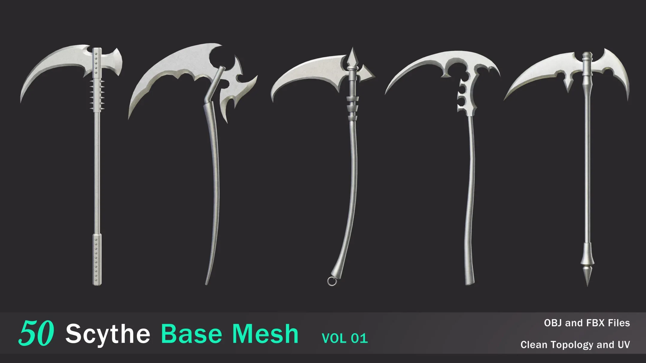 50 Scythe Base Mesh -VOL 01 (Game Ready)