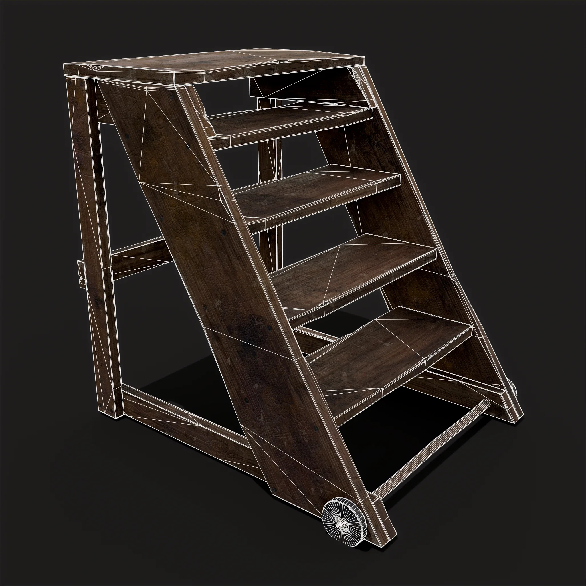 Medieval Five Step Ladder with Wheels