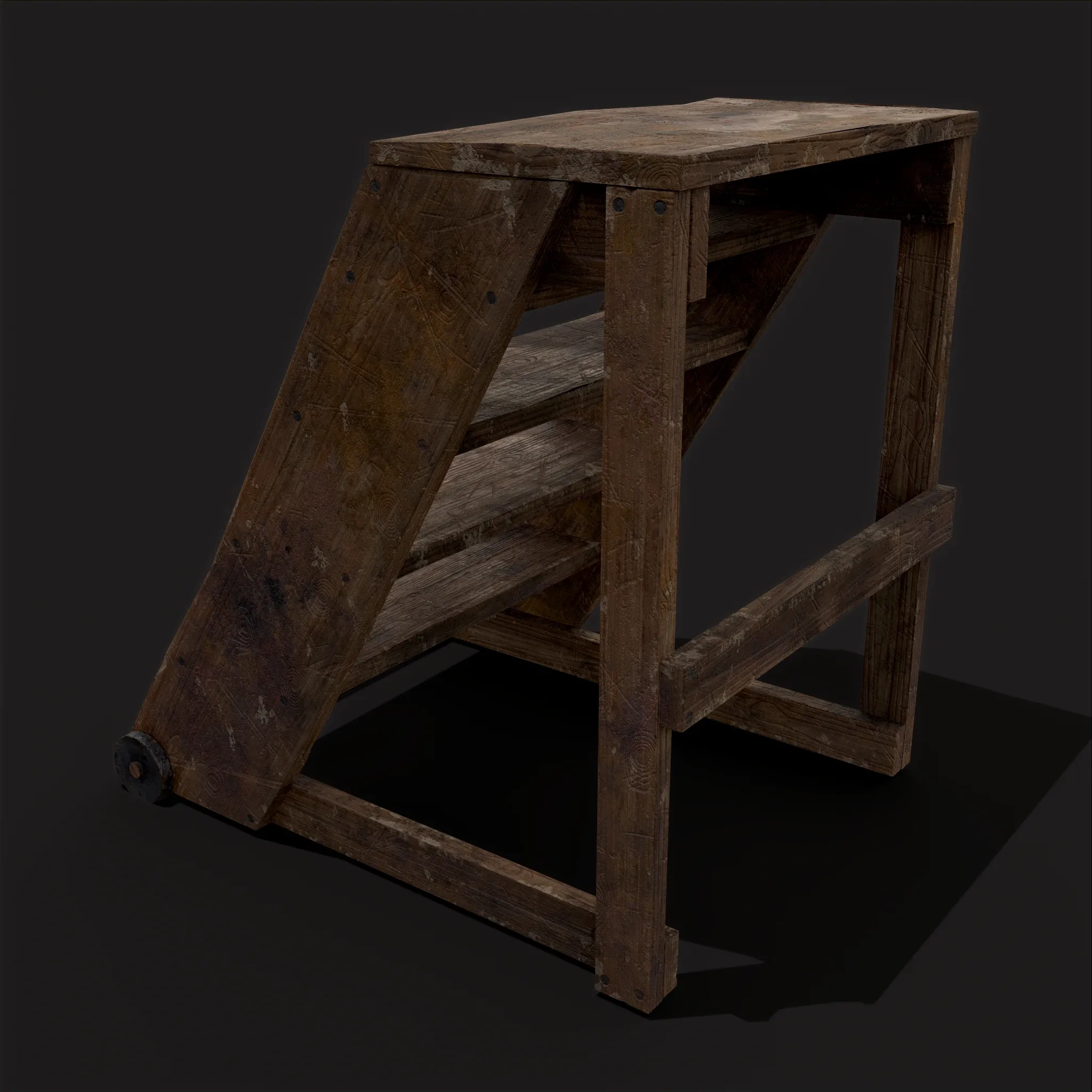 Medieval Five Step Ladder with Wheels