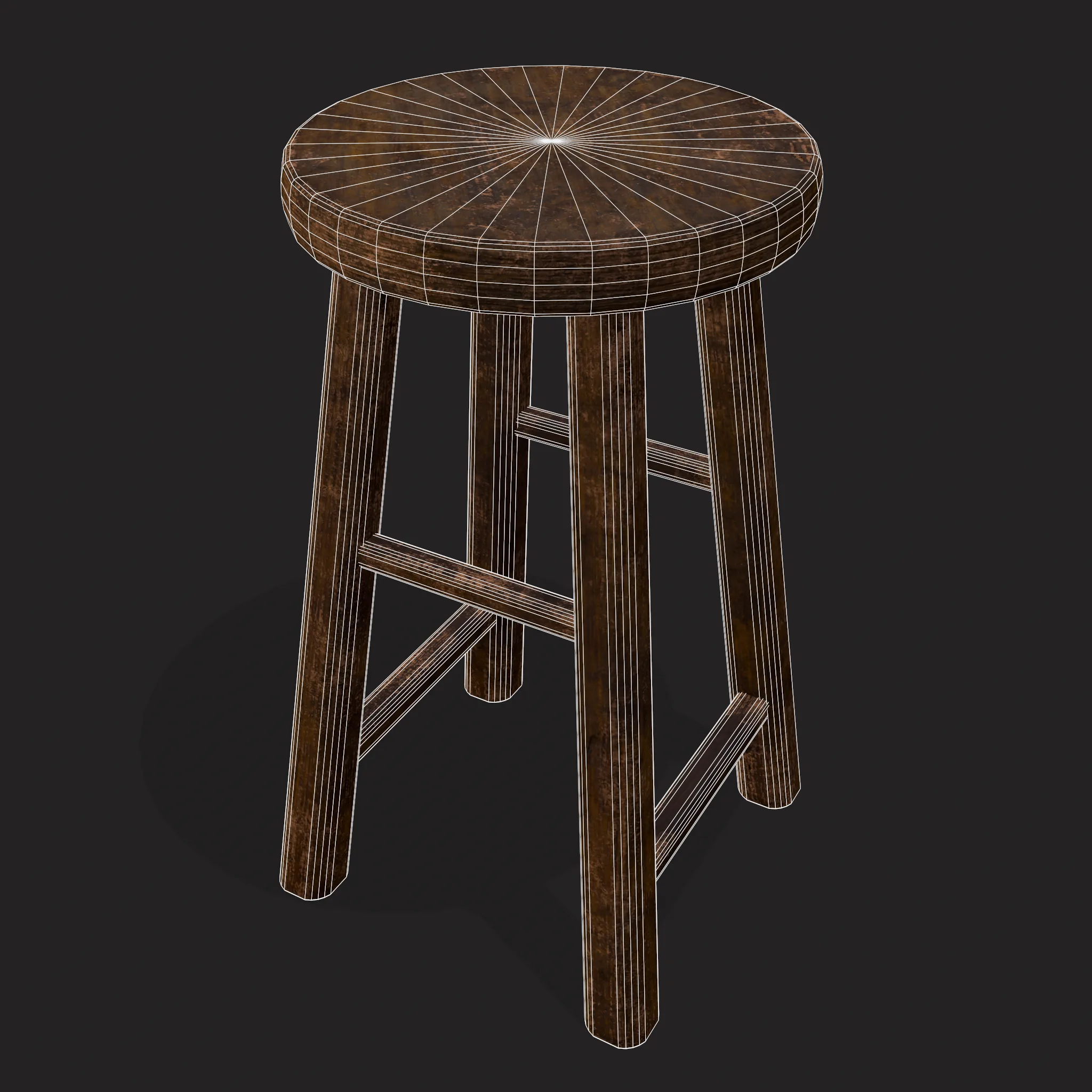 Rustic Wooden Bar Stool