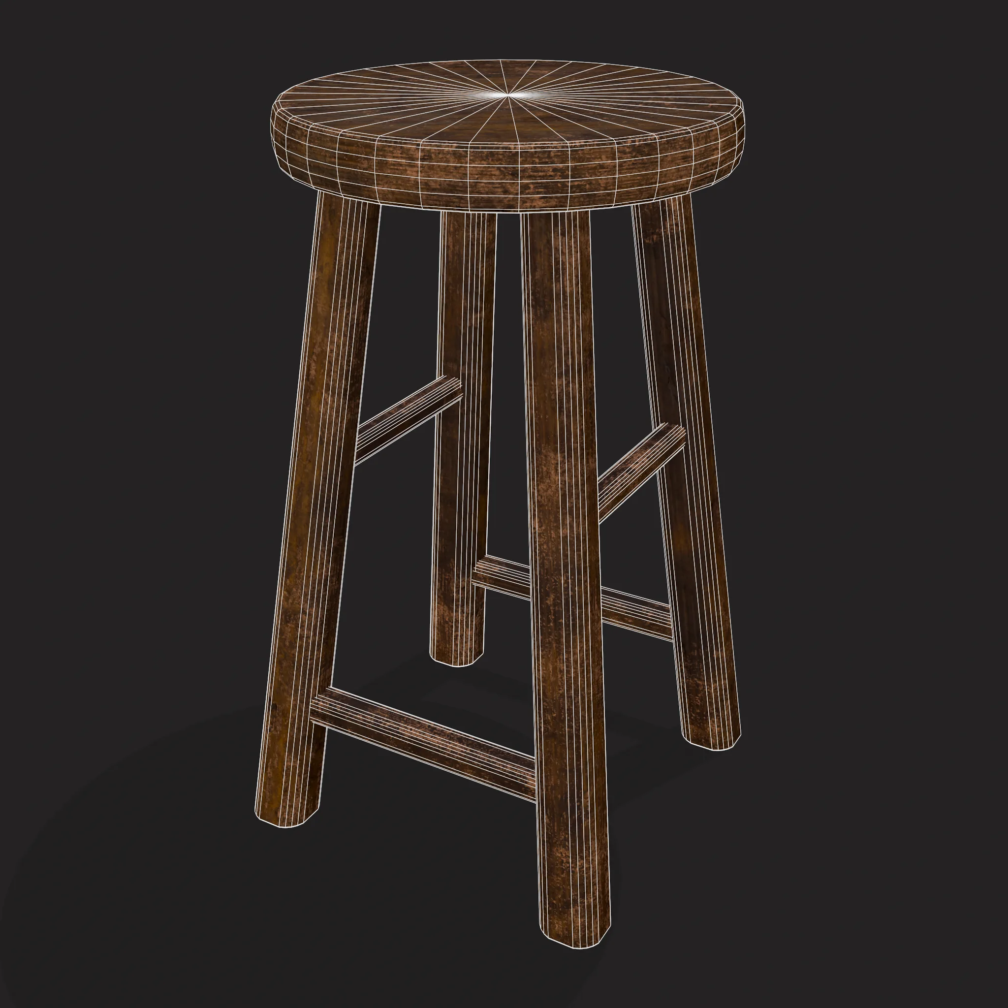 Rustic Wooden Bar Stool