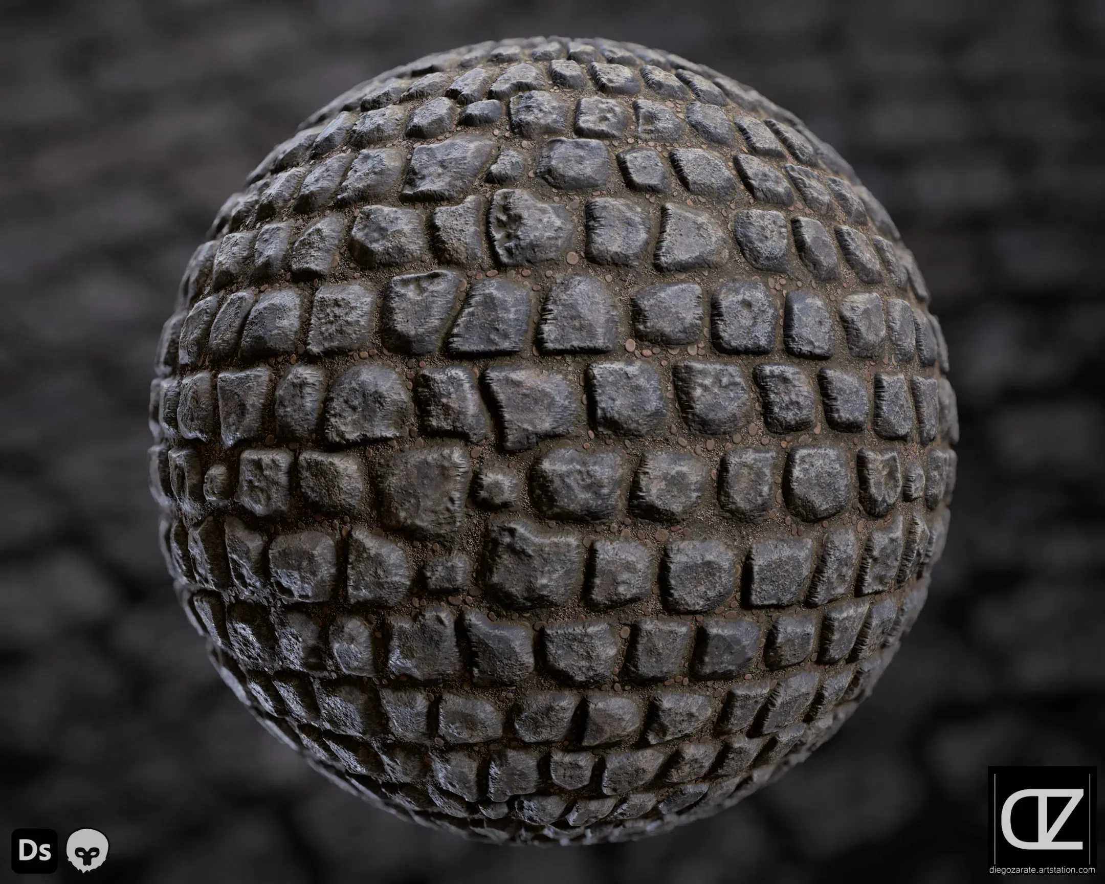 PBR - COBBLESTONE SURFACE - 4K MATERIAL