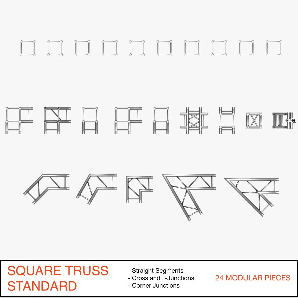 Square Light Trusses Collection - 50 PCS Modular