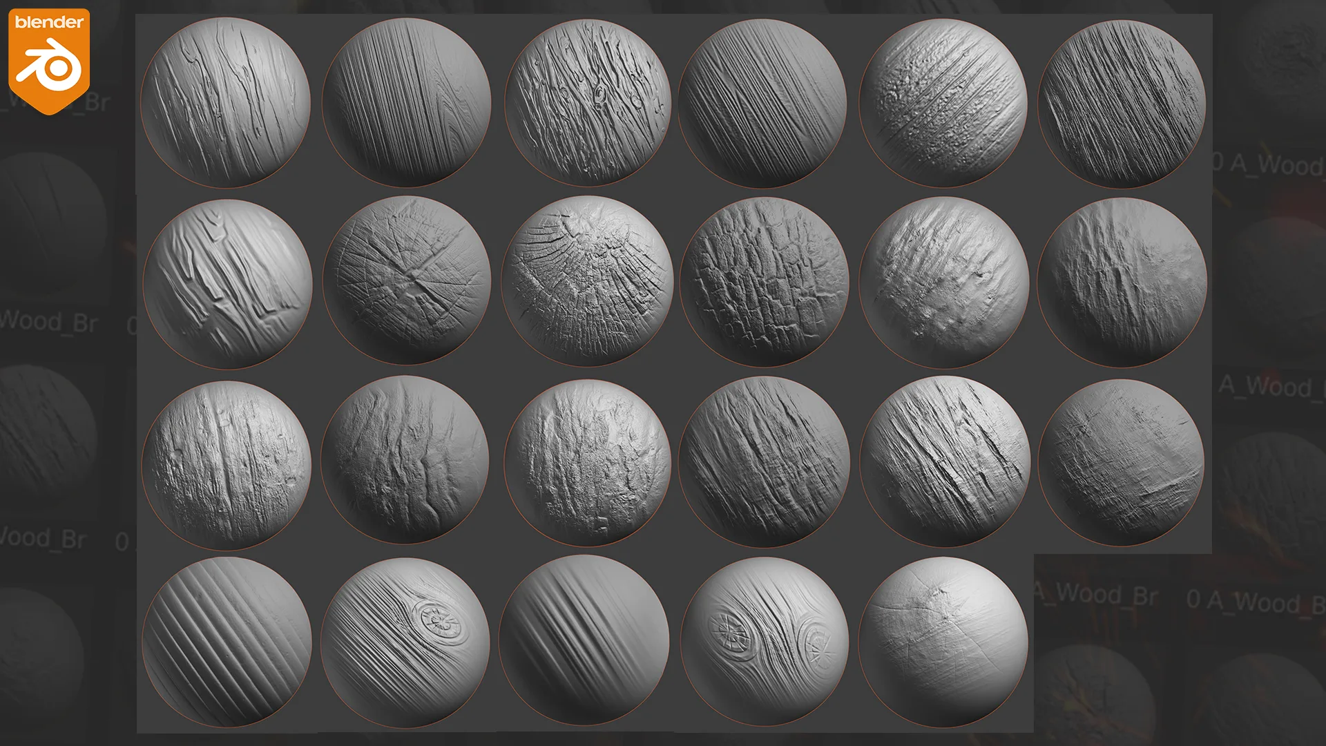 Blender Wood Sculpting Brushes. Asset Browser.