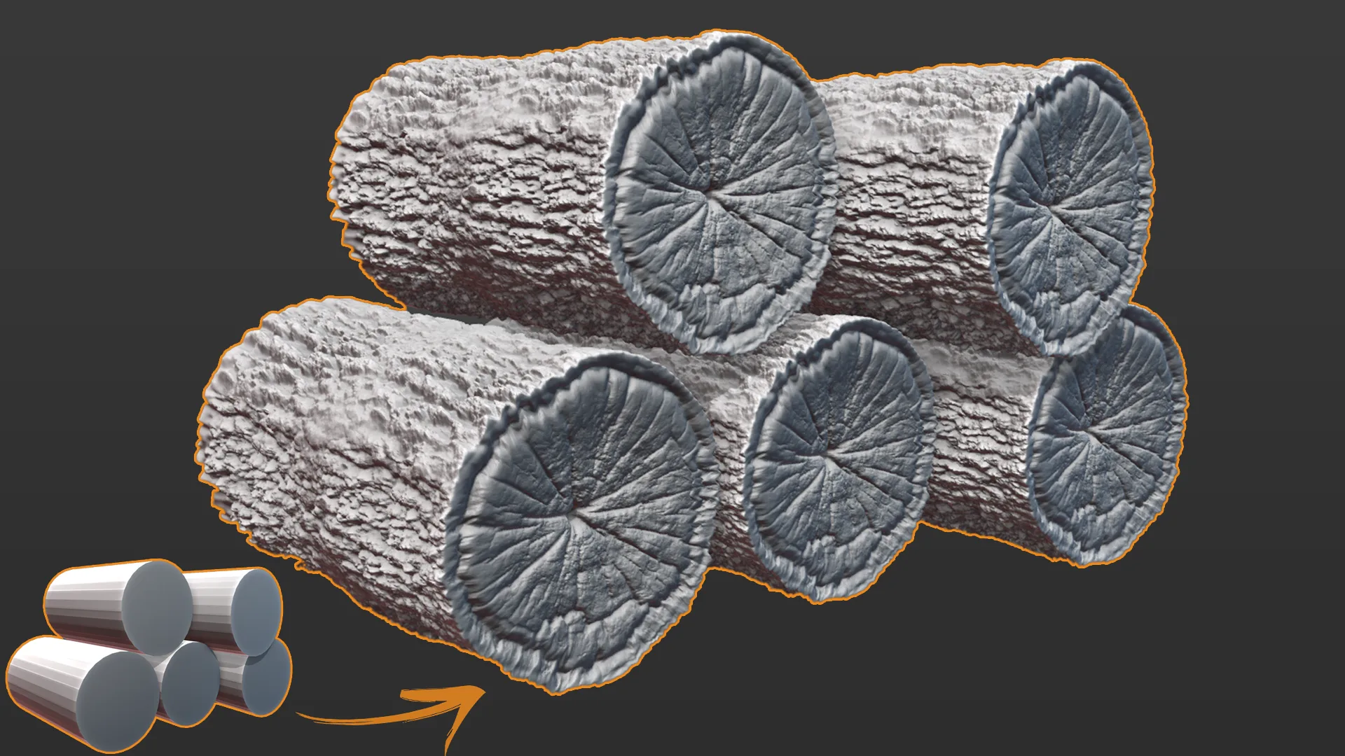 Blender Wood Sculpting Brushes. Asset Browser.