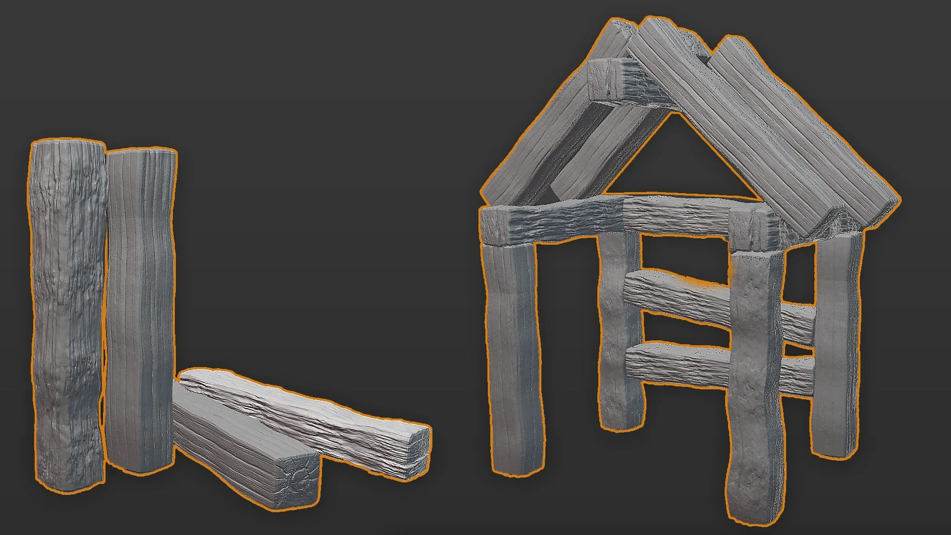 Blender Wood Sculpting Brushes. Asset Browser.
