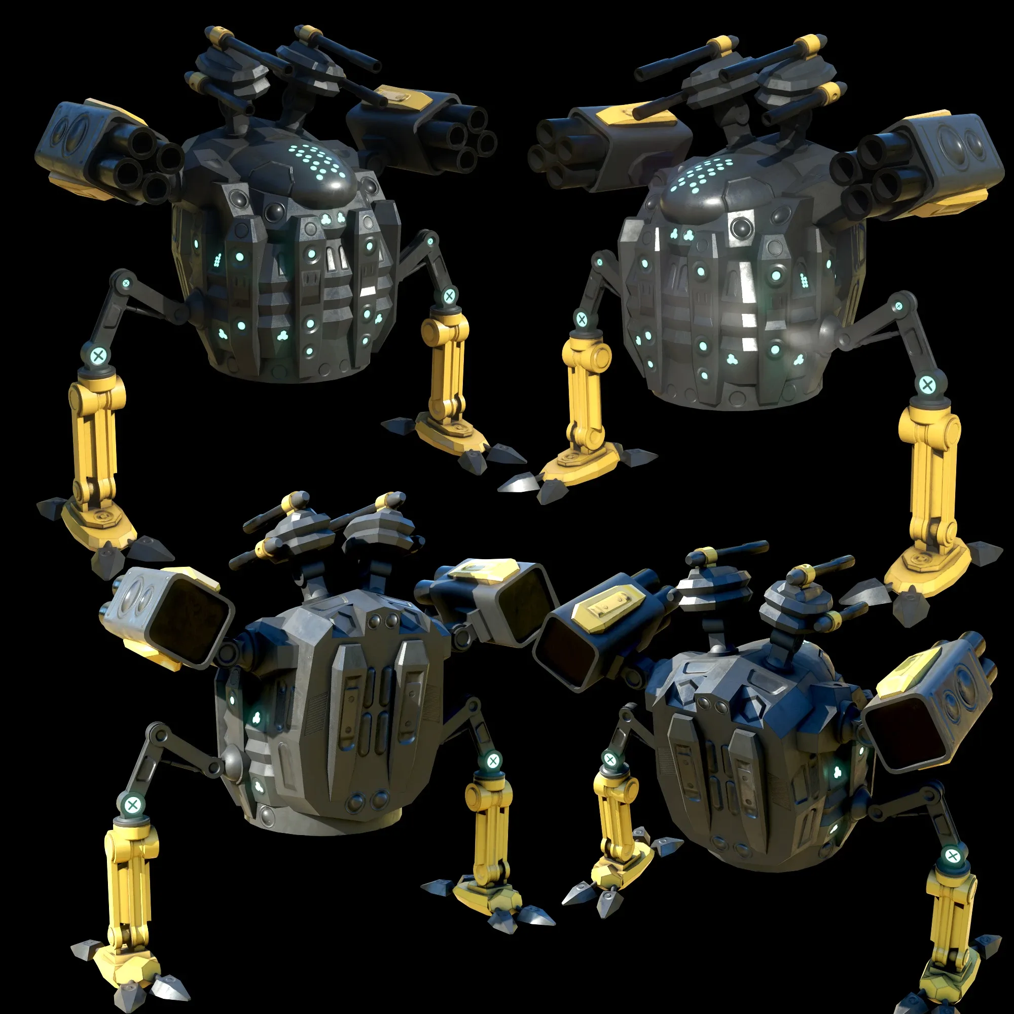 game ready textured MECH bundle (PBR 4k lowpoly)