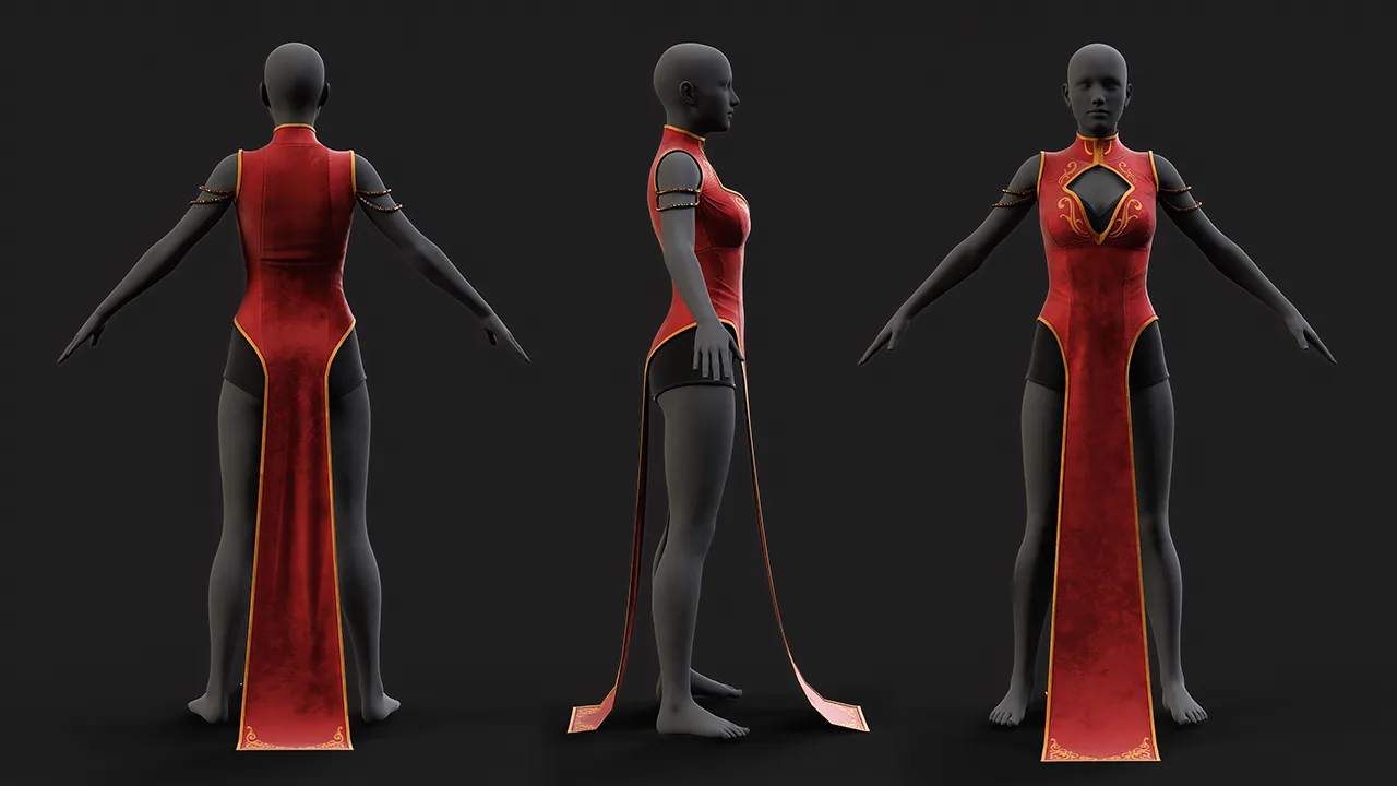 Female's dress - Anime style , Vol 01 / Projects Files: Zprj , OBJ , FBX