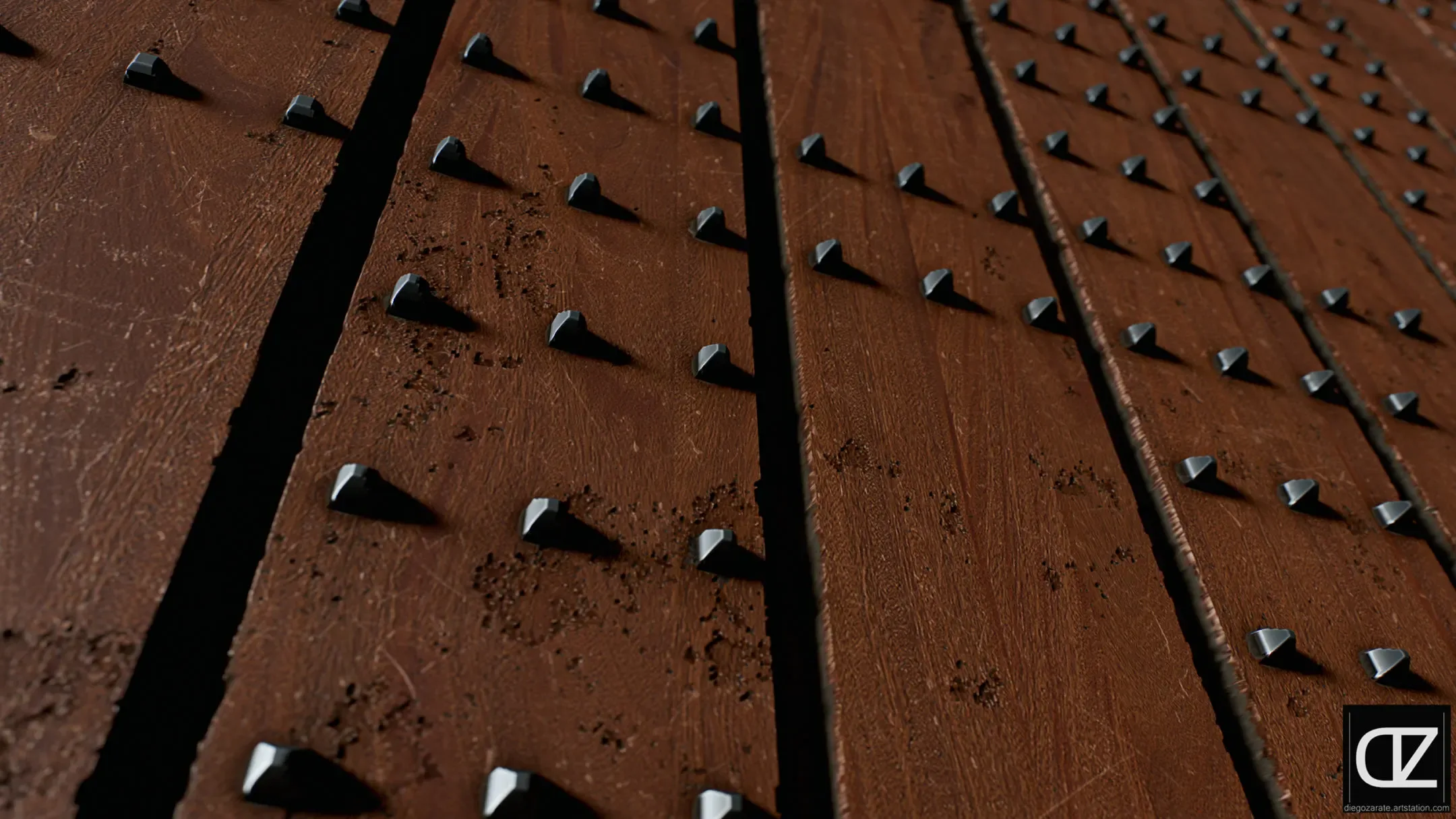 PBR - WOODEN PLATES WITH MEDIEVAL STYLE BOLTS - 4K MATERIAL