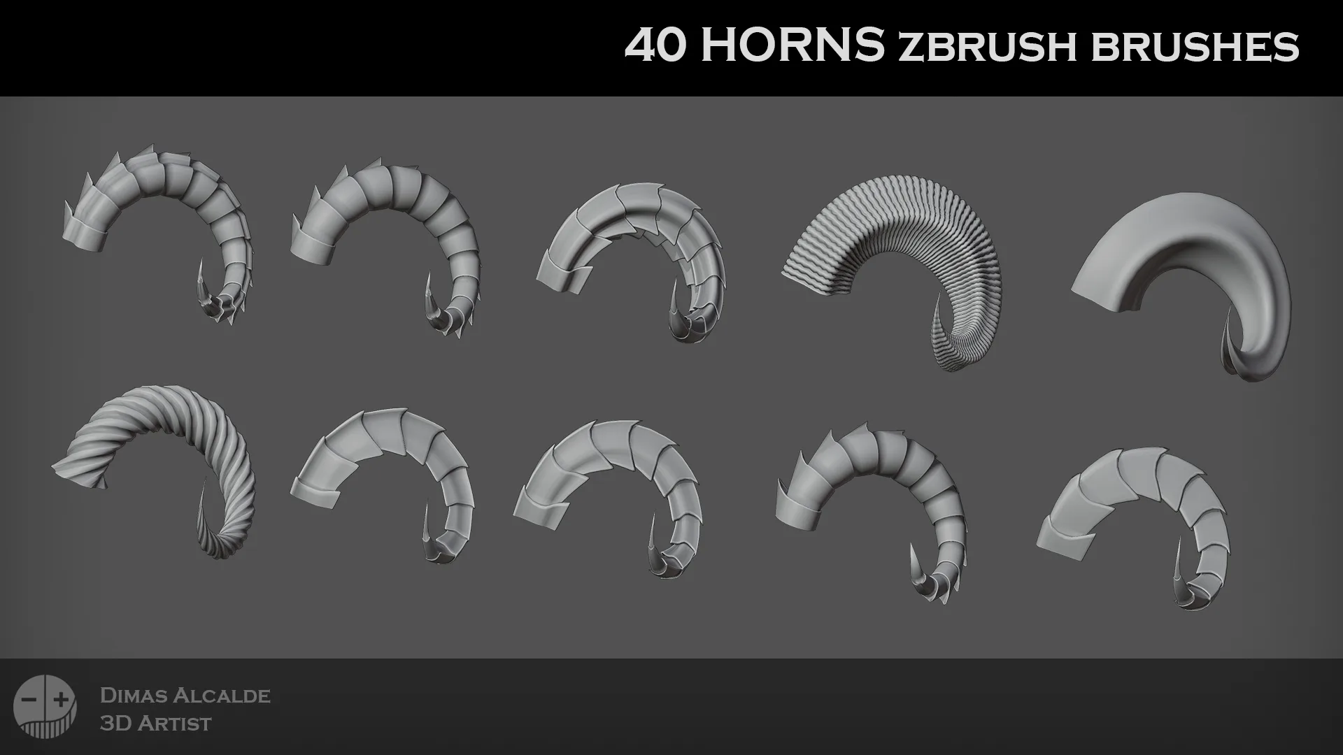 40 Horns IMM Brushes ZBRUSH [NEW] and 40 Geometries {Blender}