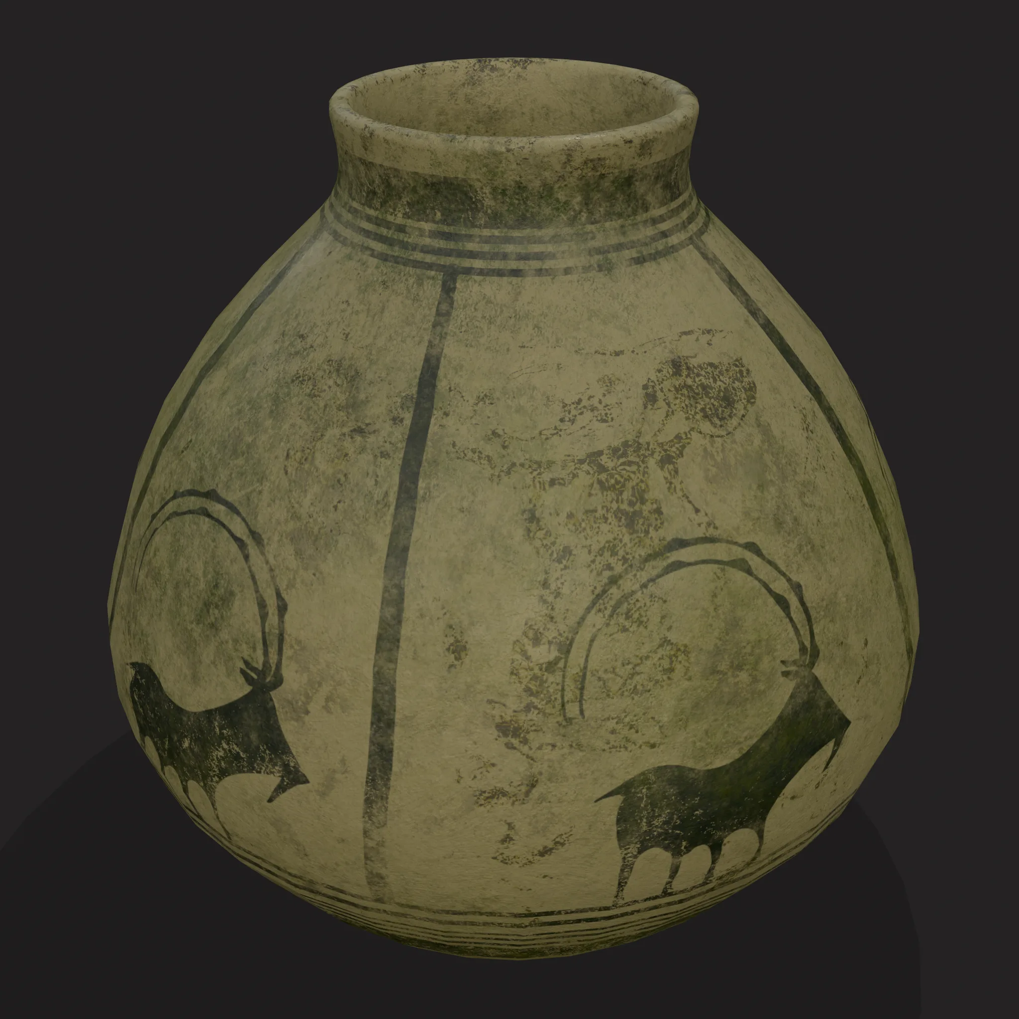 Storage Jar with Mountain Goats