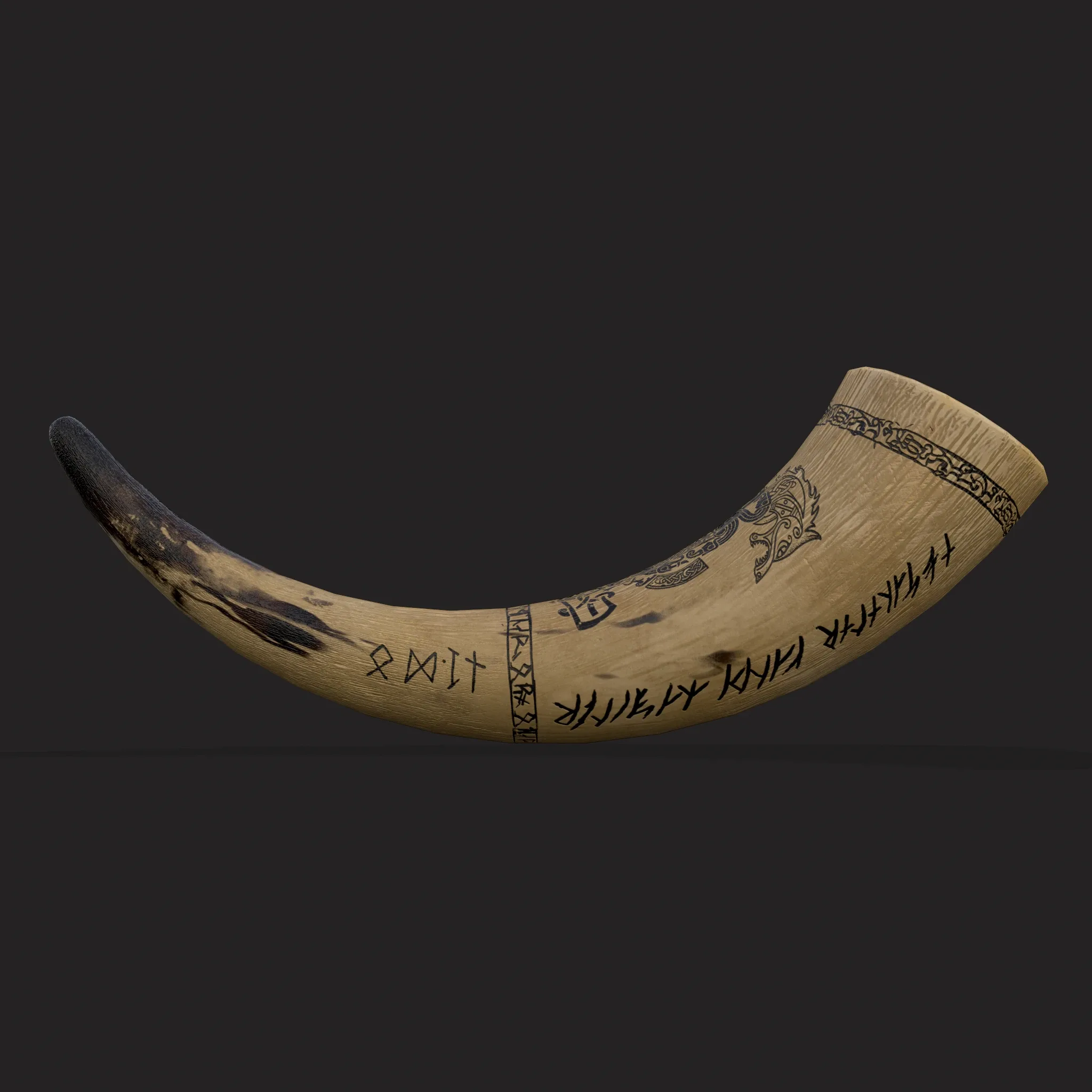 Ornate Viking Ox Horn