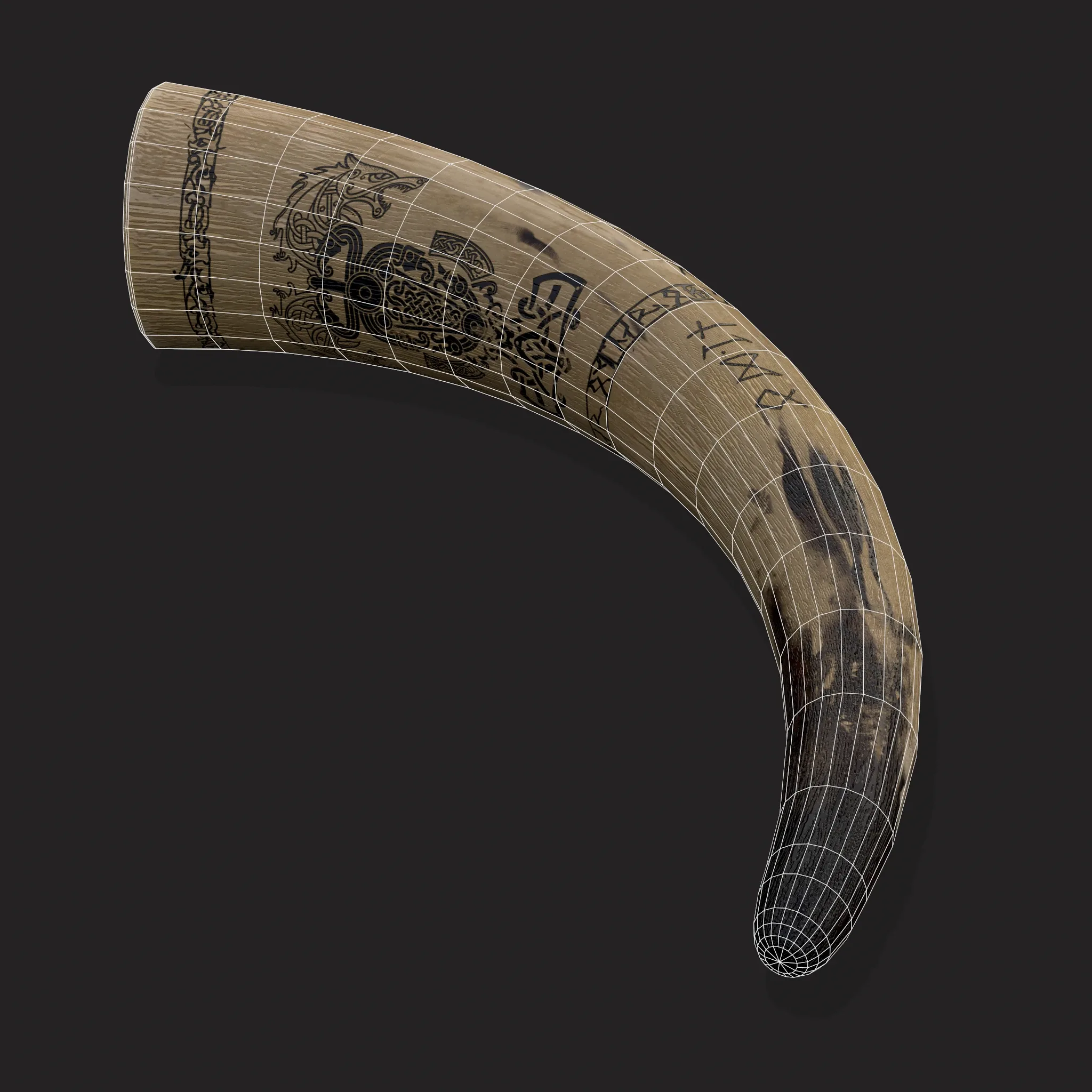 Ornate Viking Ox Horn