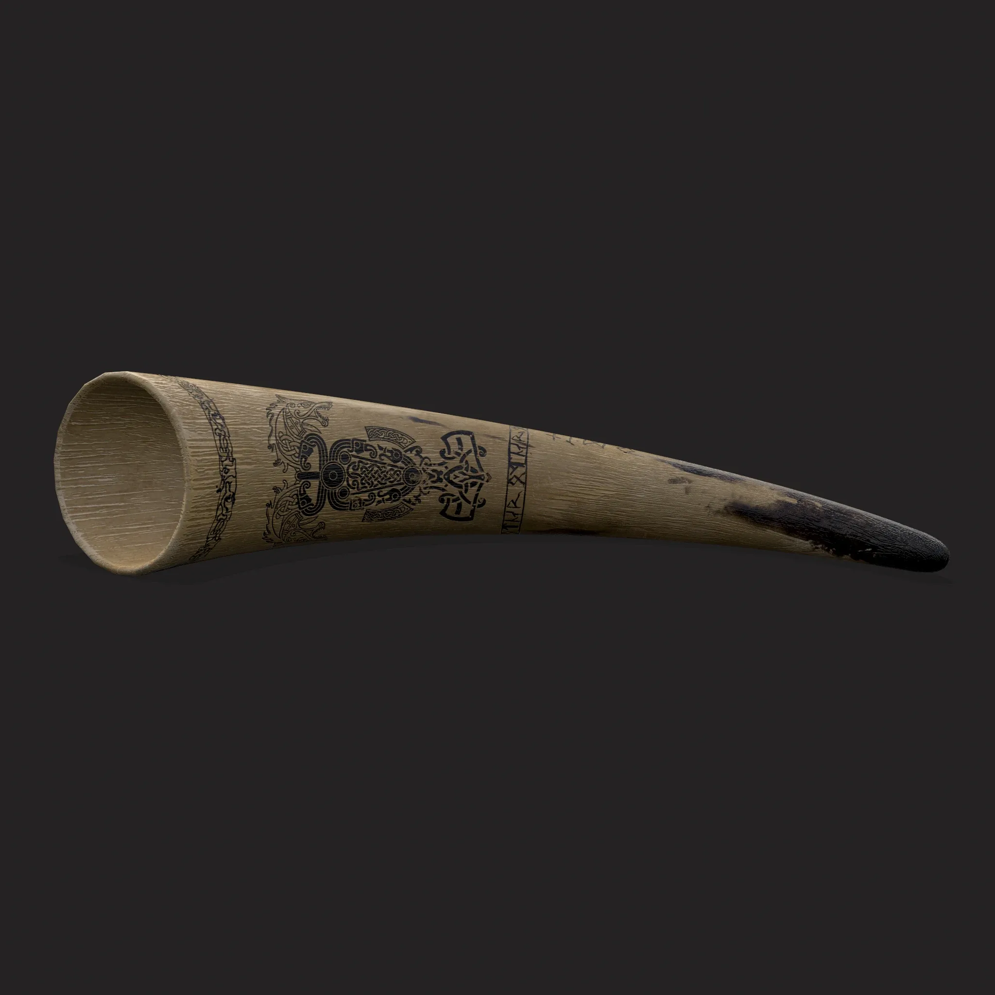 Ornate Viking Ox Horn