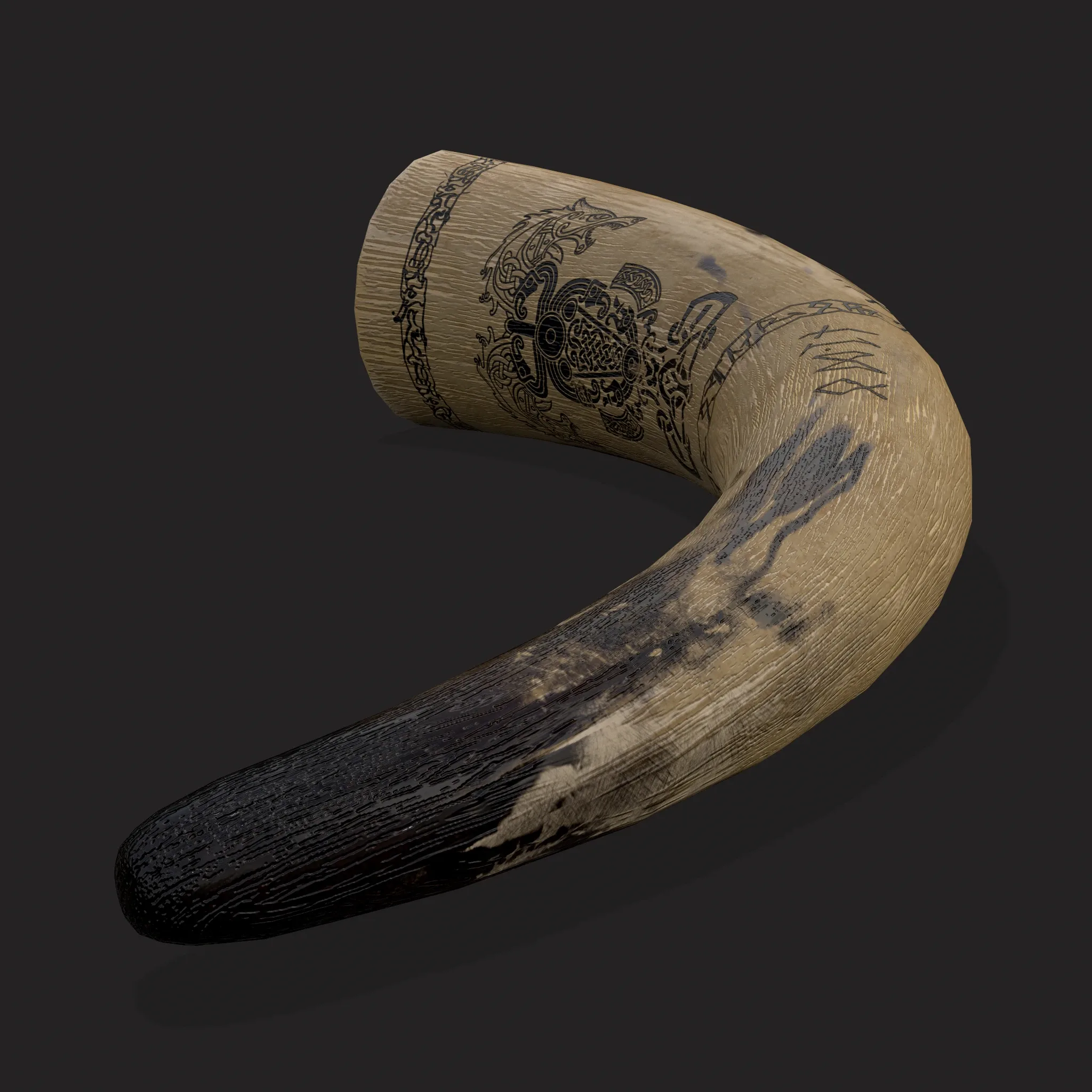 Ornate Viking Ox Horn