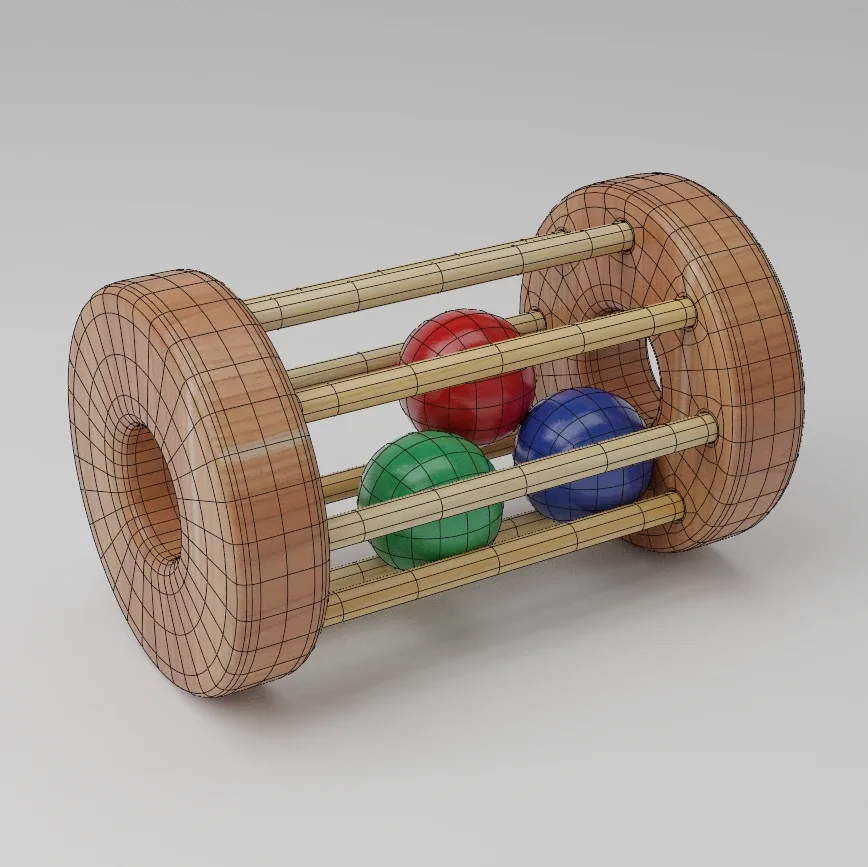 Wooden toy set 3D PBR