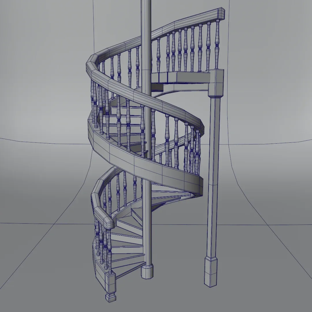 Wood Spiral Staircase PBR Model