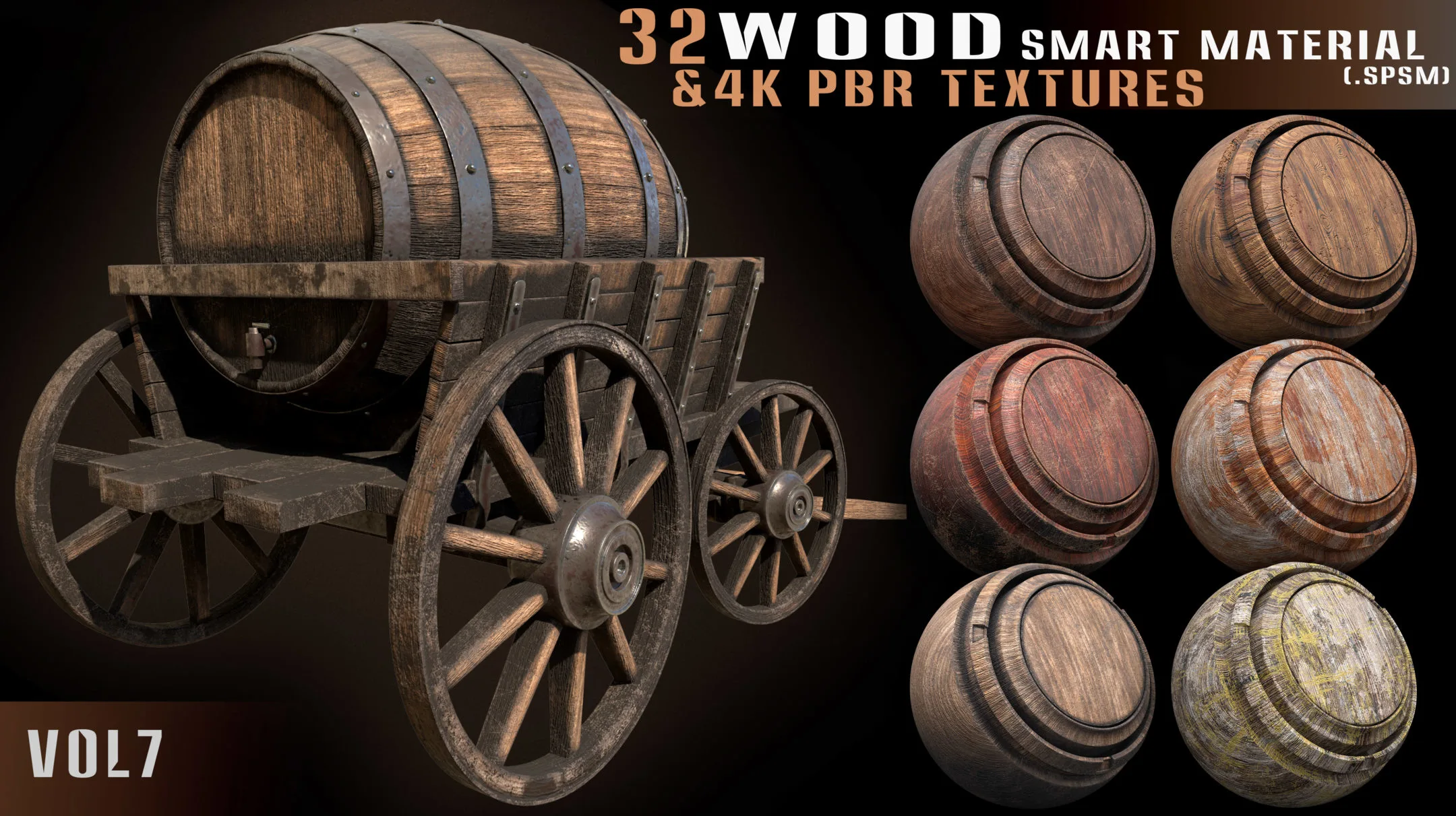 32 wood smart material and 4k PBR textures - Vol 7