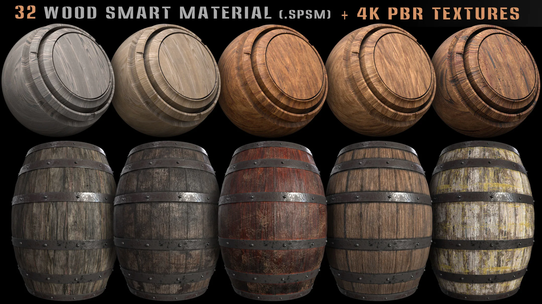 32 wood smart material and 4k PBR textures - Vol 7