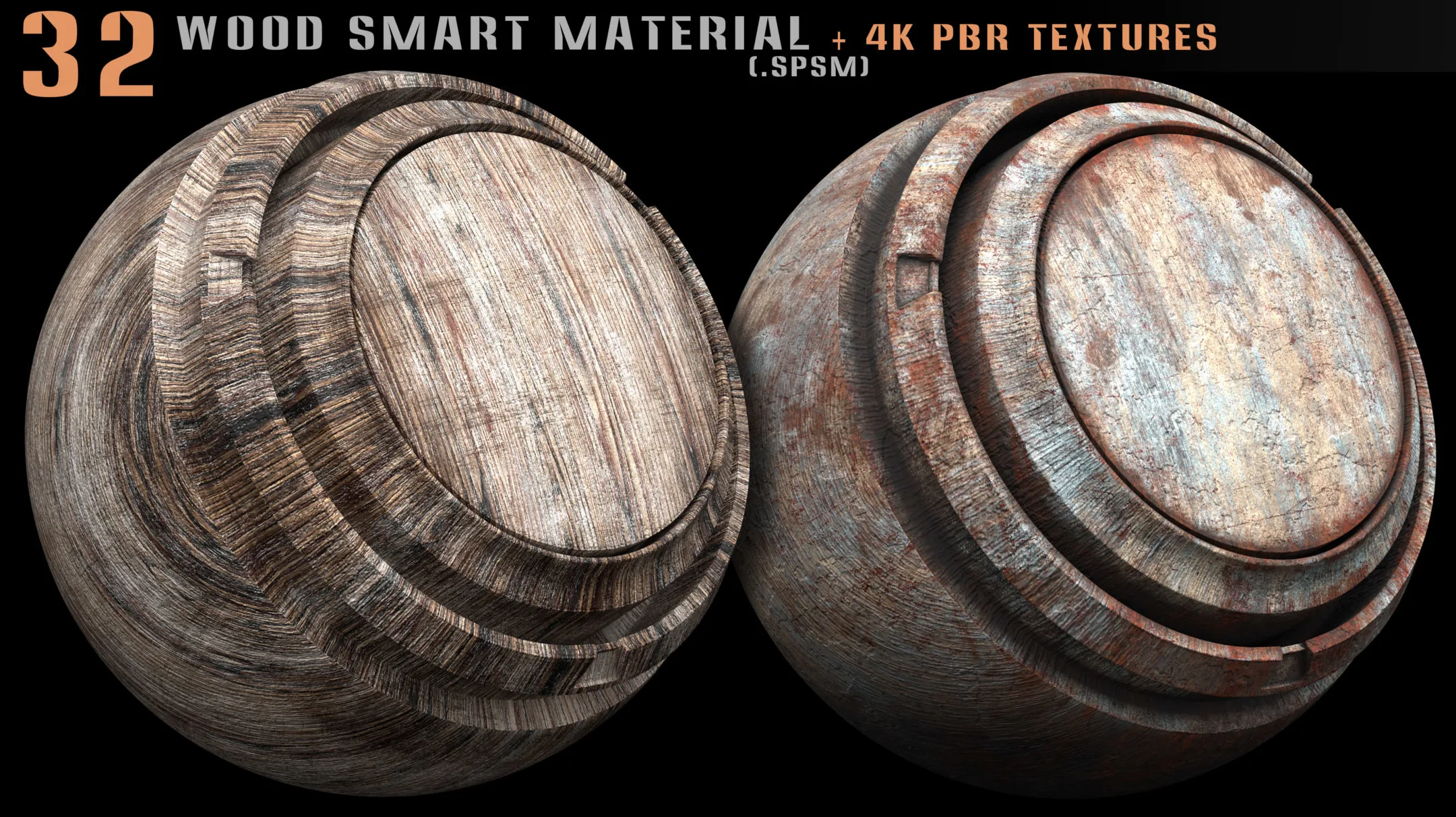 32 wood smart material and 4k PBR textures - Vol 7