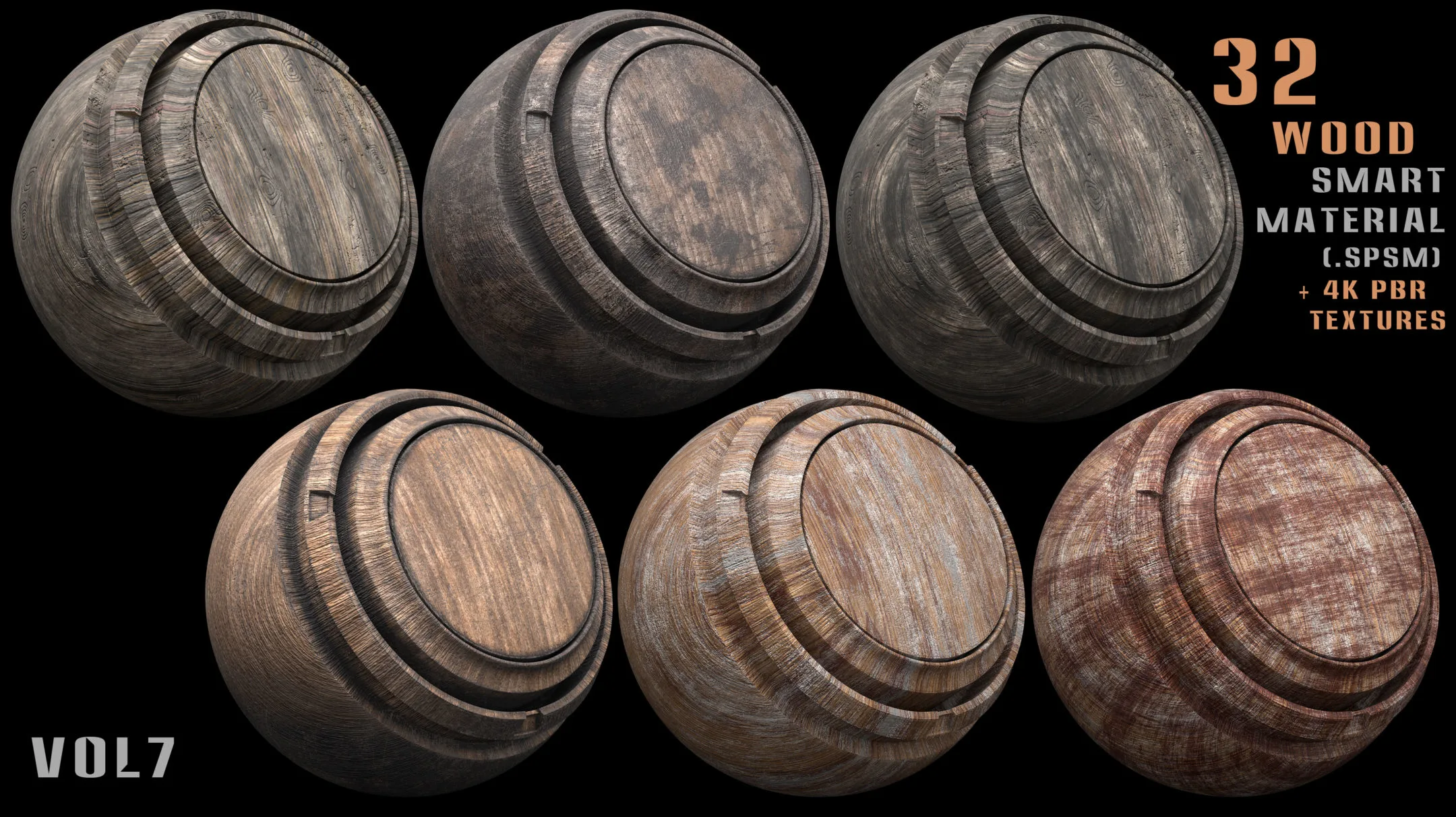 32 wood smart material and 4k PBR textures - Vol 7