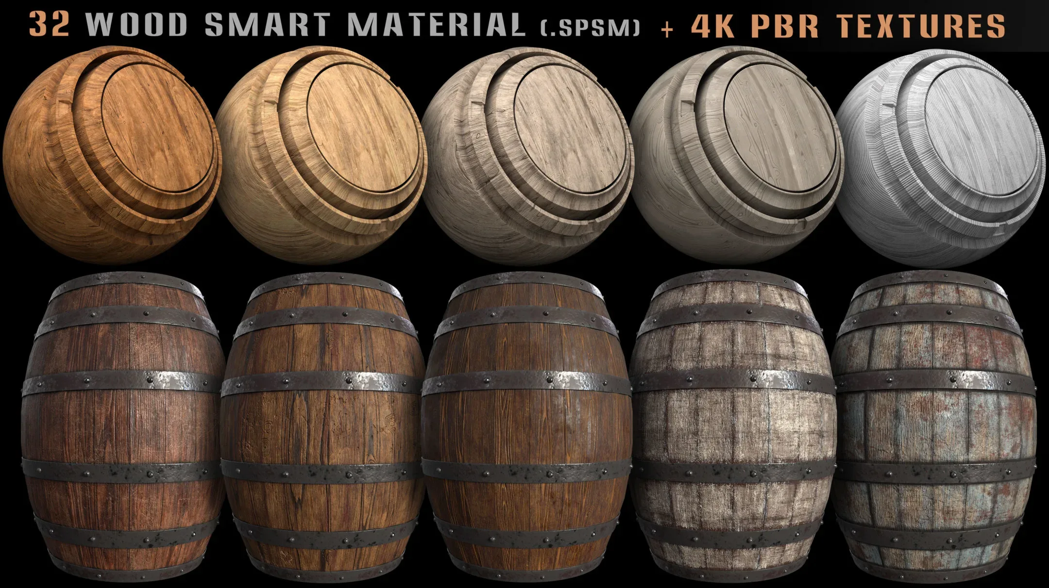 32 wood smart material and 4k PBR textures - Vol 7