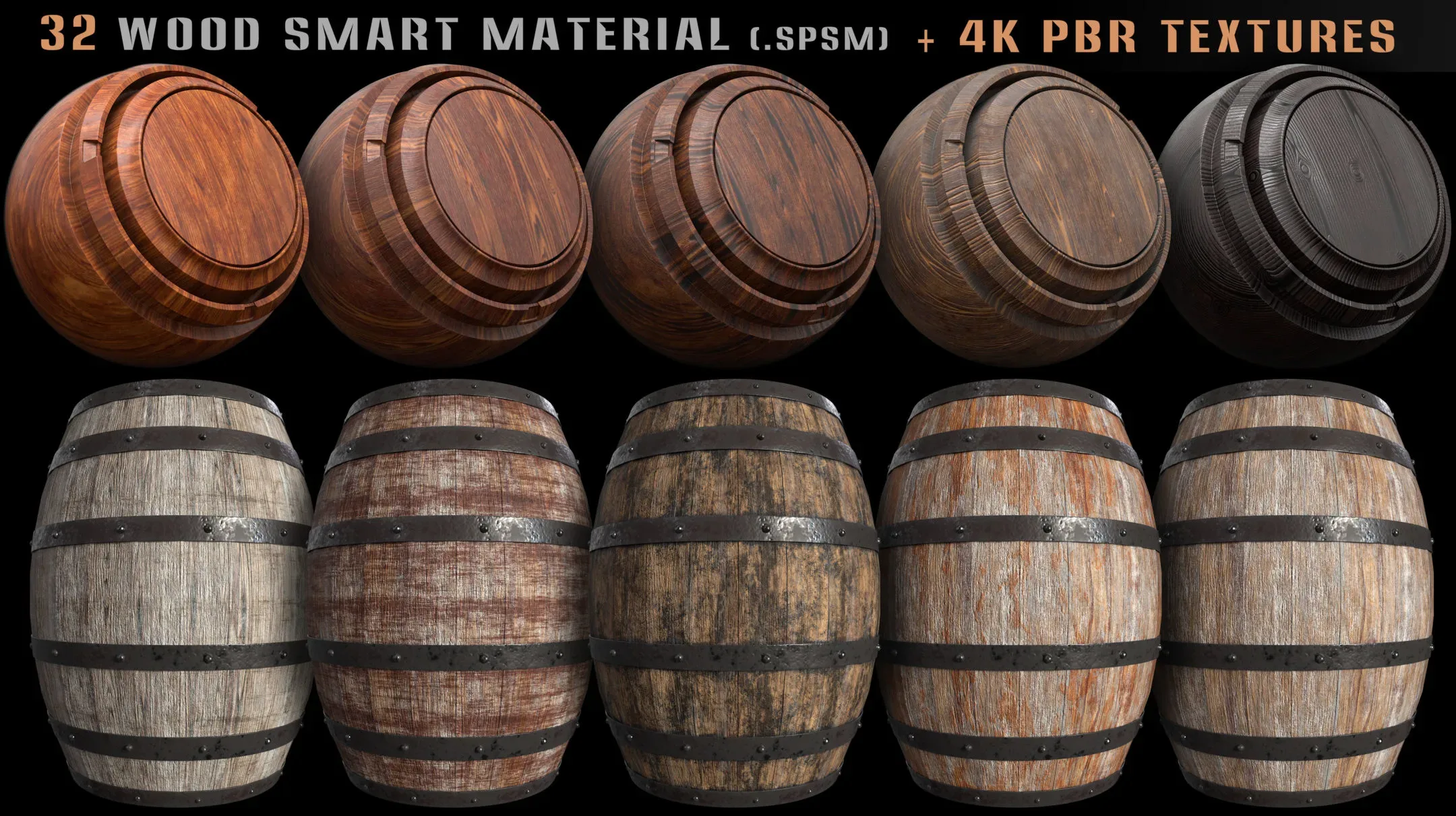 32 wood smart material and 4k PBR textures - Vol 7