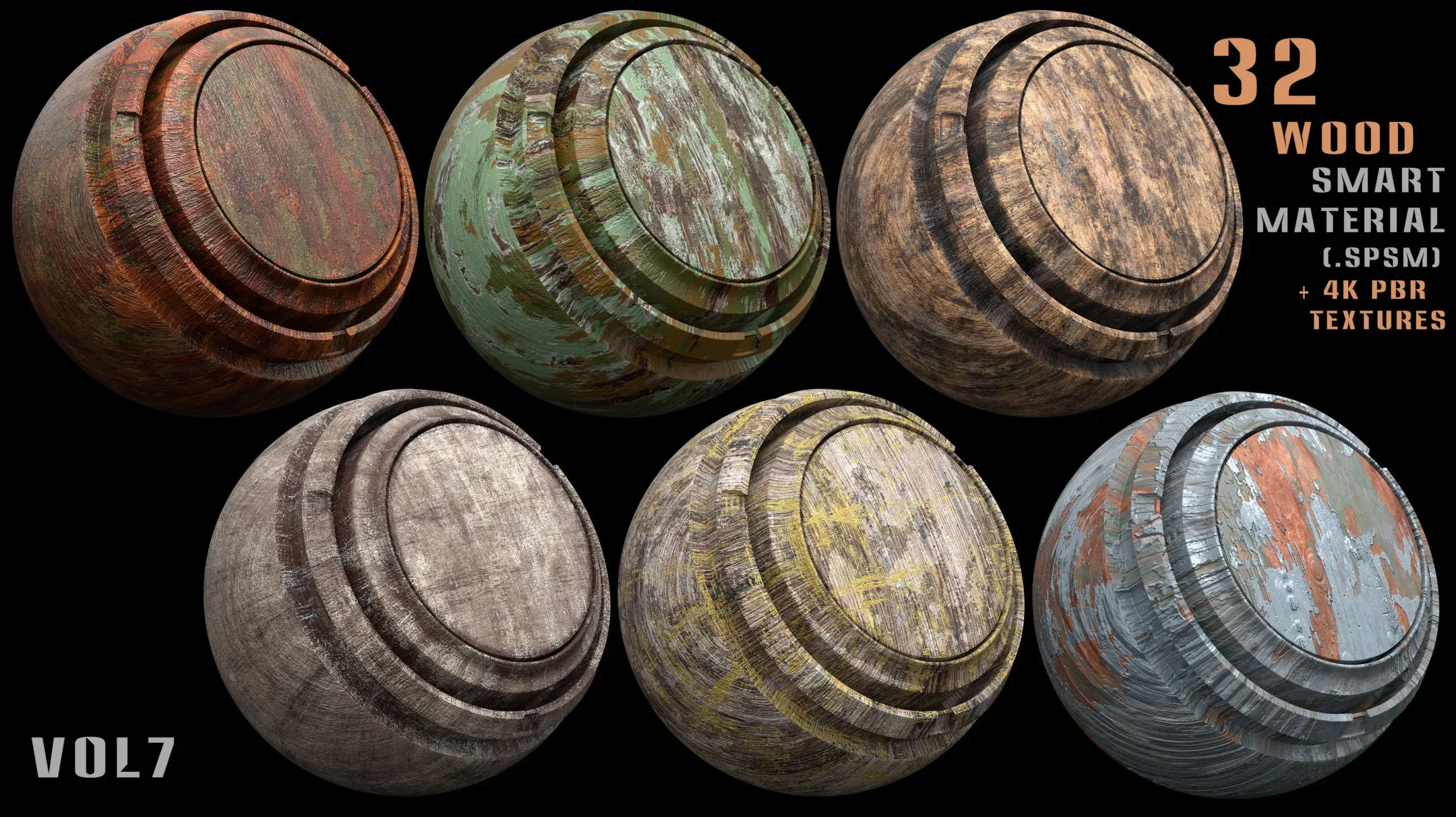 32 wood smart material and 4k PBR textures - Vol 7