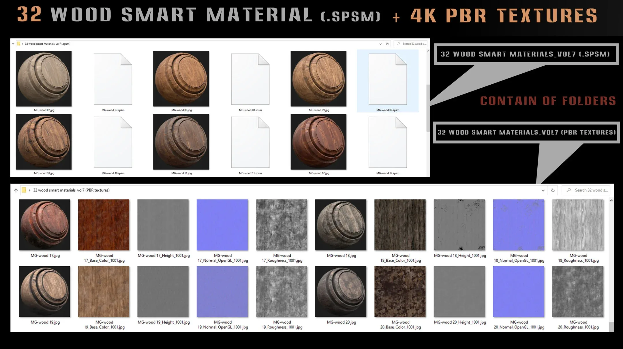 32 wood smart material and 4k PBR textures - Vol 7