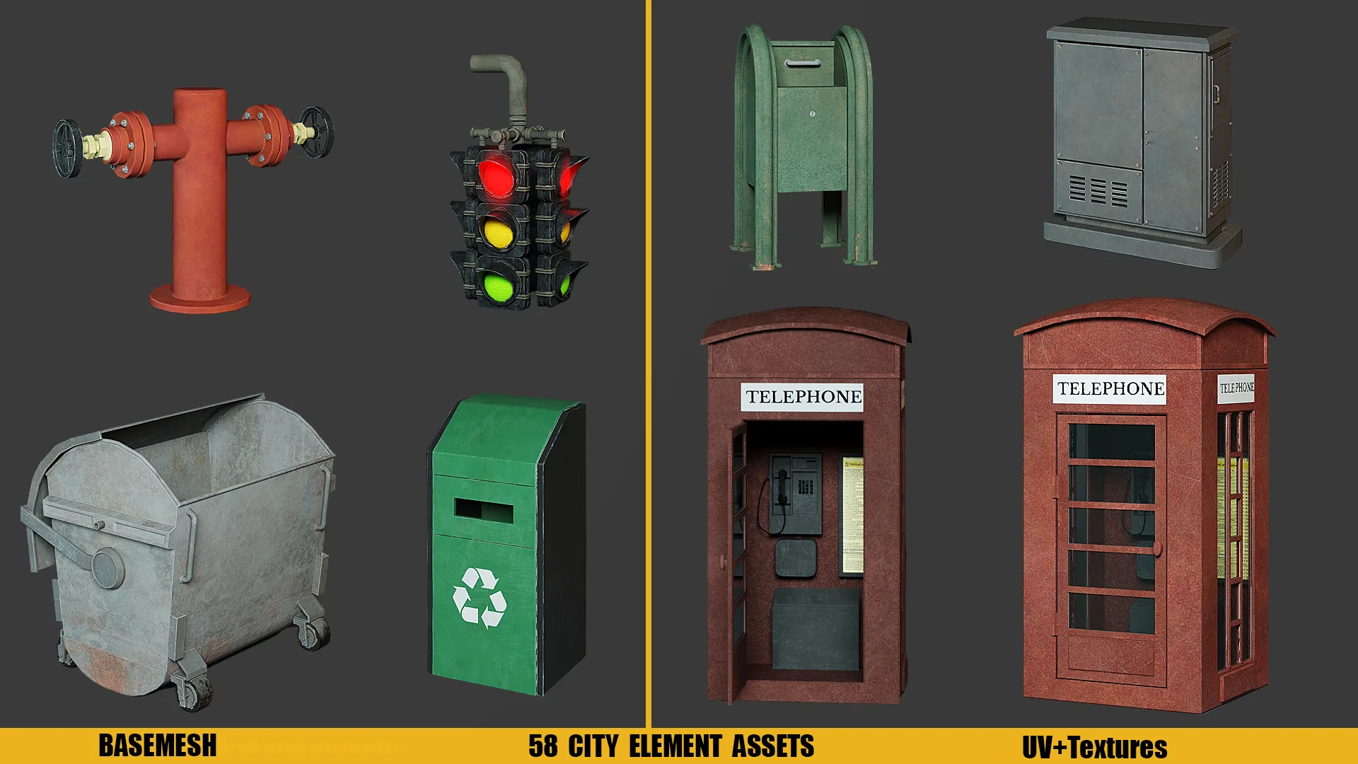 Basemesh : City Assets (UV+Texture)Vol4