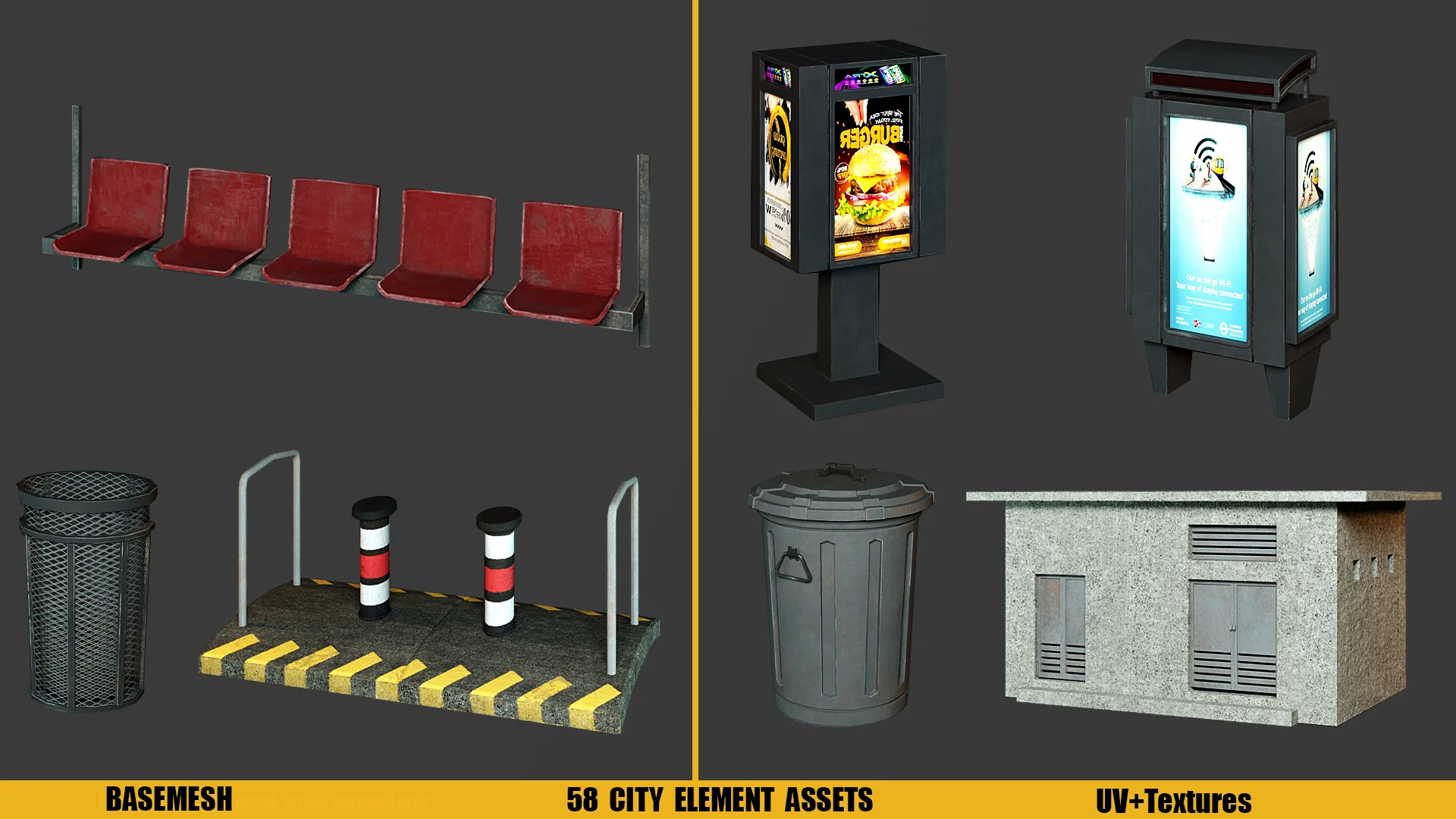 Basemesh : City Assets (UV+Texture)Vol4