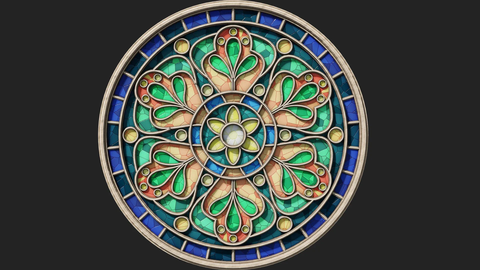 Round Gothic Rose Window 3D Model