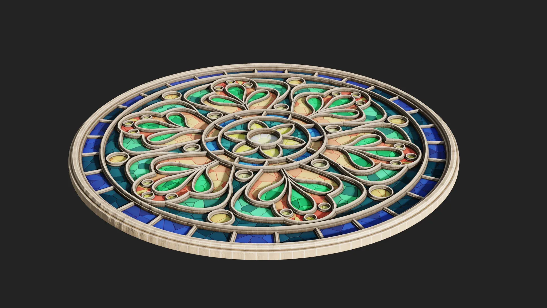 Round Gothic Rose Window 3D Model