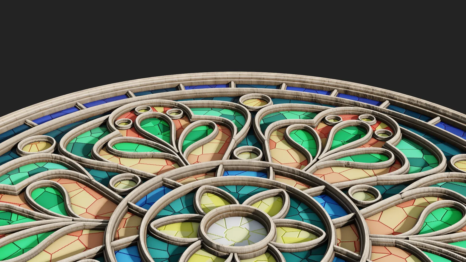 Round Gothic Rose Window 3D Model