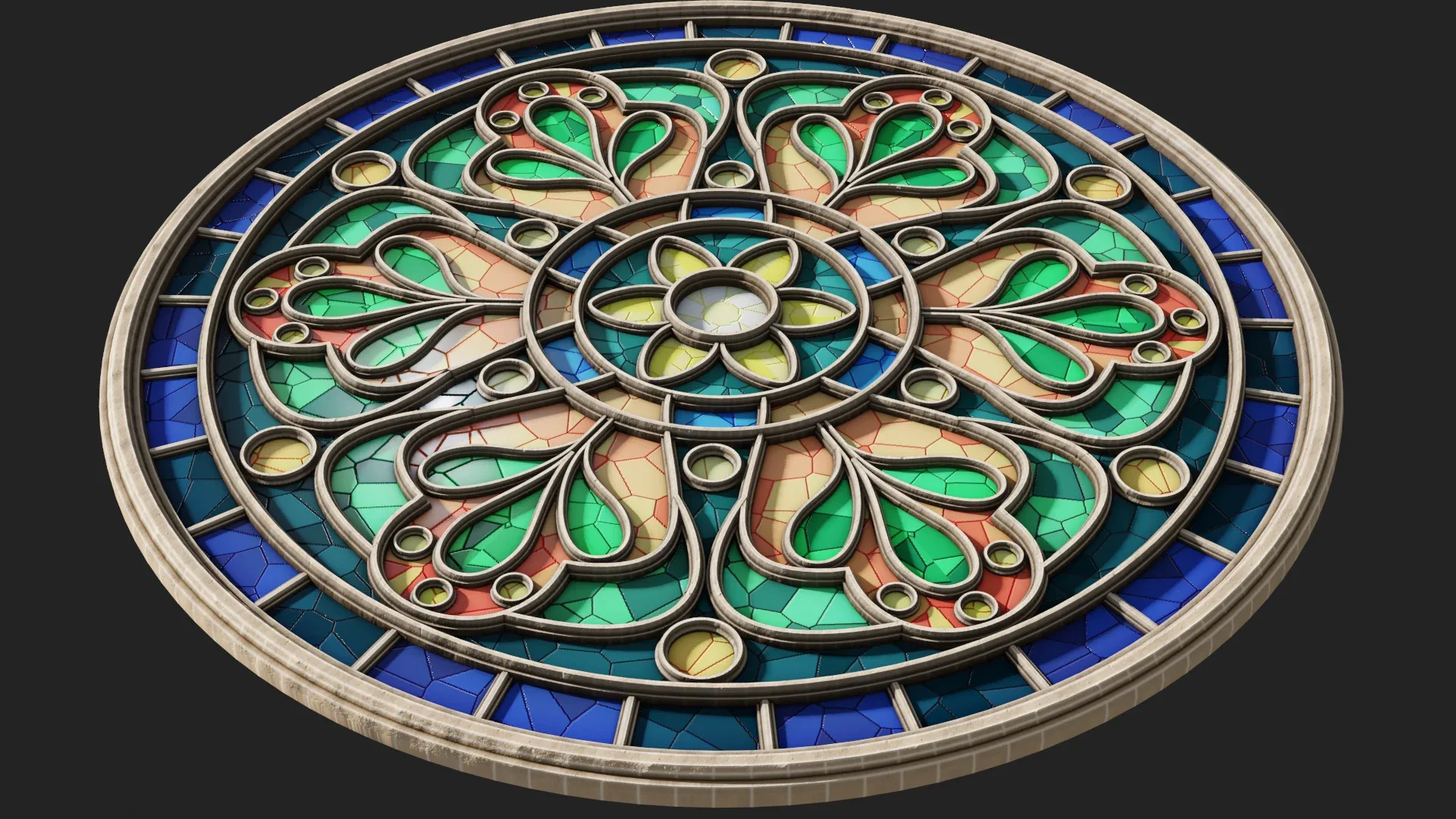 Round Gothic Rose Window 3D Model