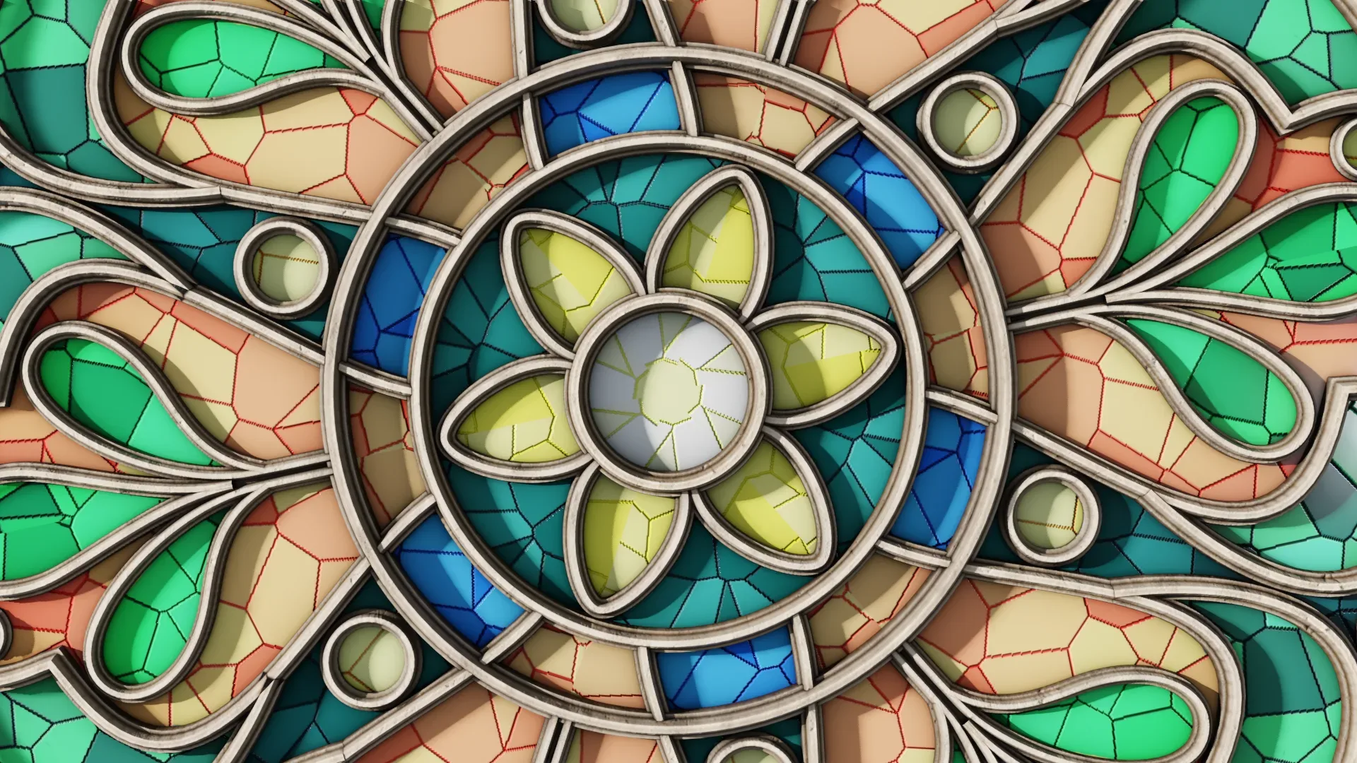 Round Gothic Rose Window 3D Model