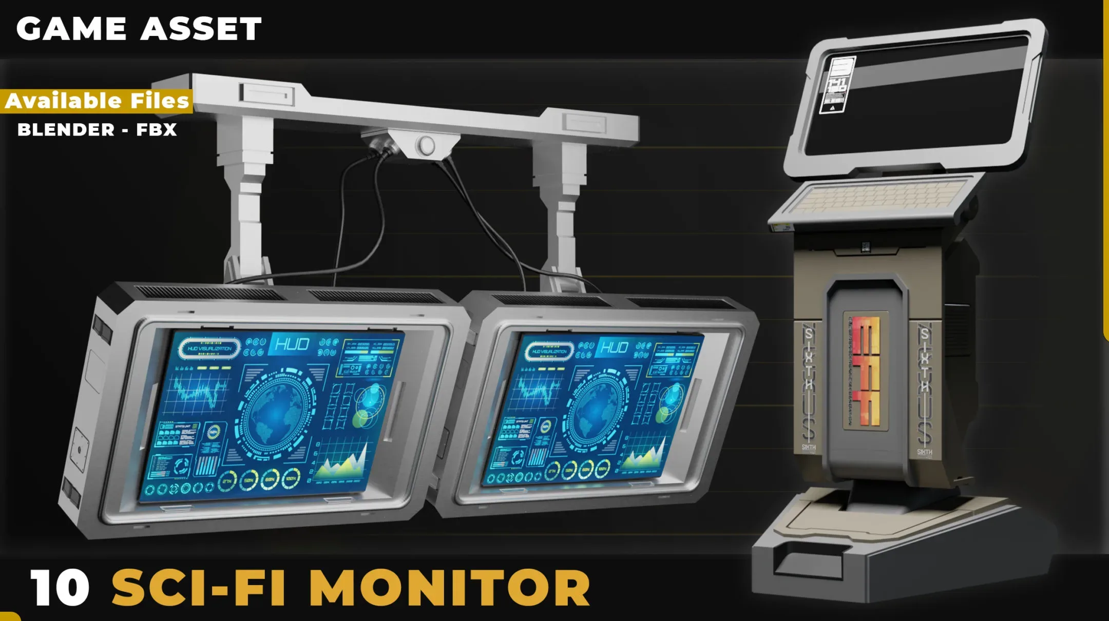 10 SCI-FI MONITOR HARDSURFACE
